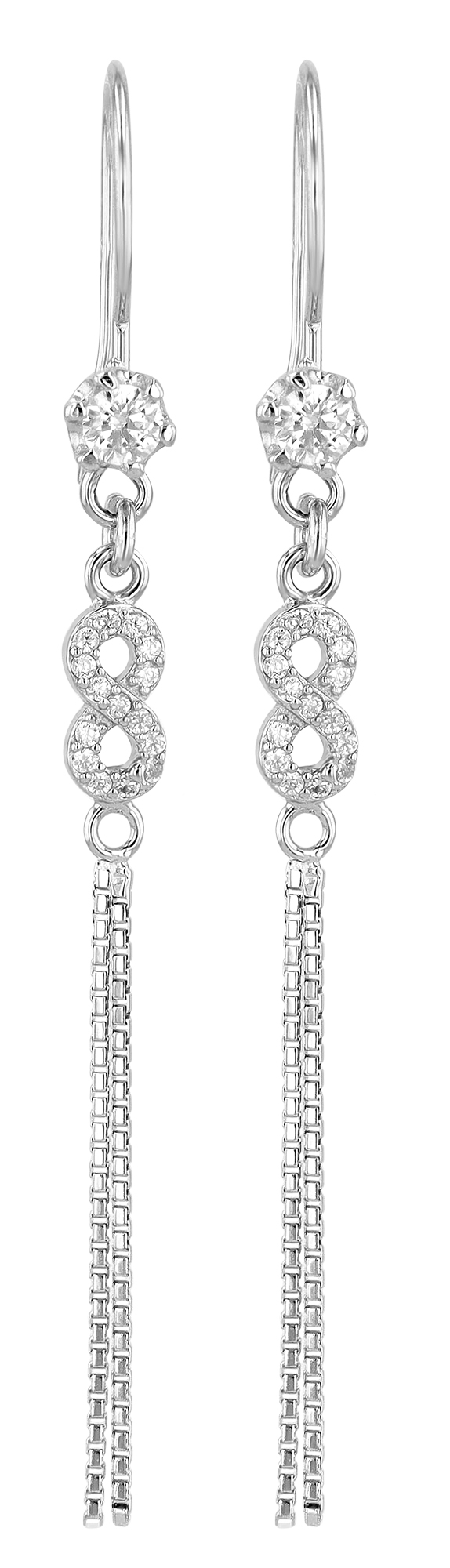 "Iza" 925/- Echt Silber Ohrhänger, Infinity, Zirkonia, silberfarben rhodiniert