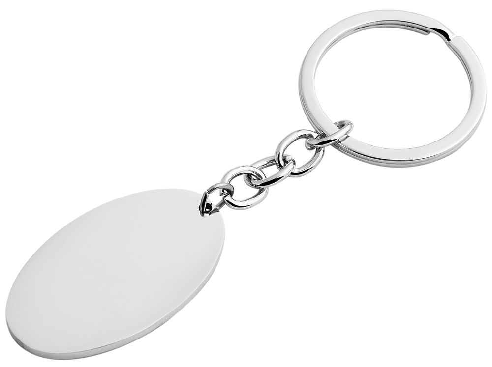 Akzent Schlüsselanhänger aus Edelstahl, gravurfähig, oval, silberfarben