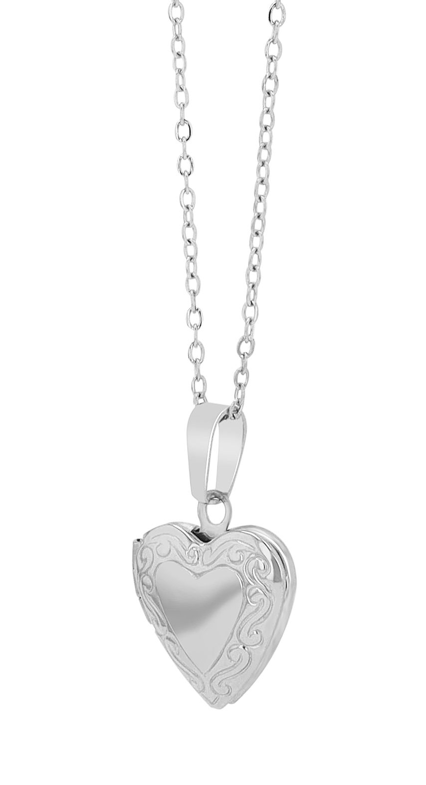 "Luxa" Edelstahl Halskette mit Herz-Medaillon, 43+5 cm, silberfarben