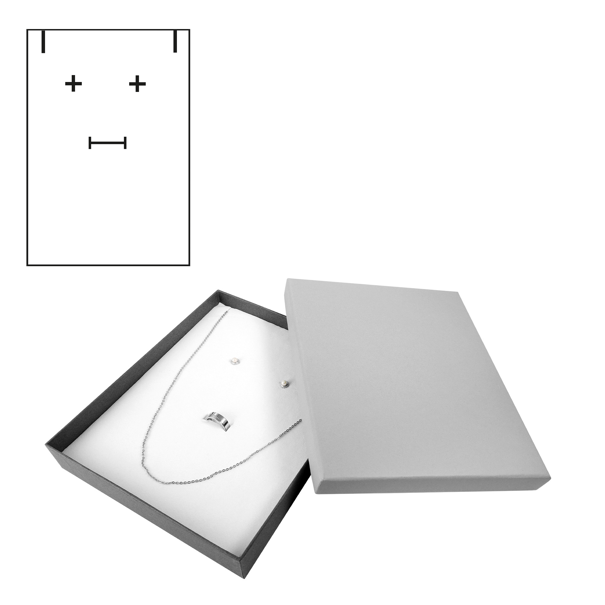 Schmuckboxen aus Pappe, VE 6, grau, 18 x 22 x 3,5 cm