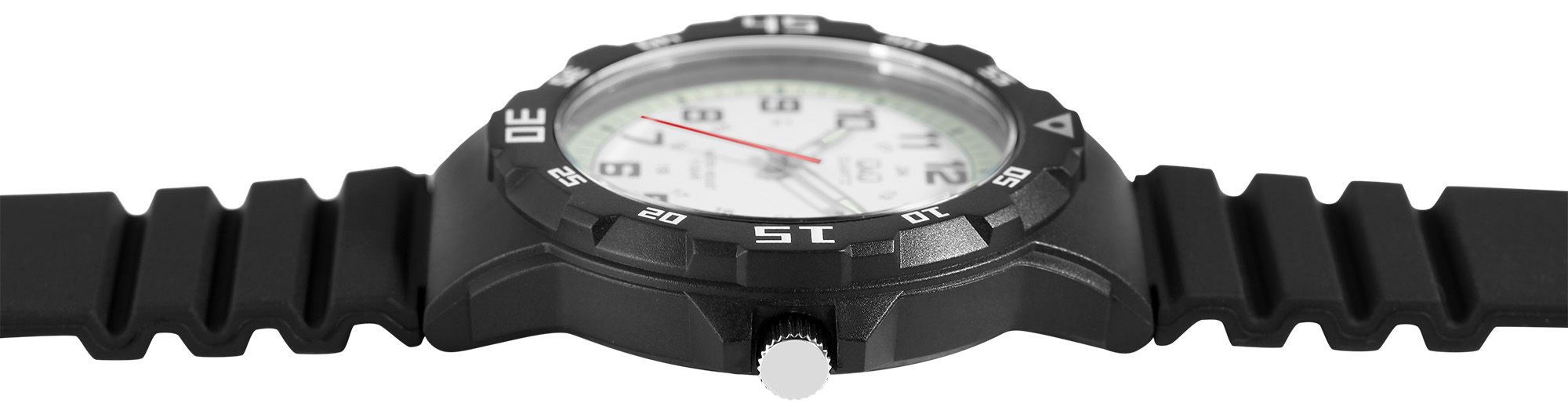 Q&Q Herrenuhr, Kunststoff, Silikonarmband, Ø 43 mm, schwarz/ weiß