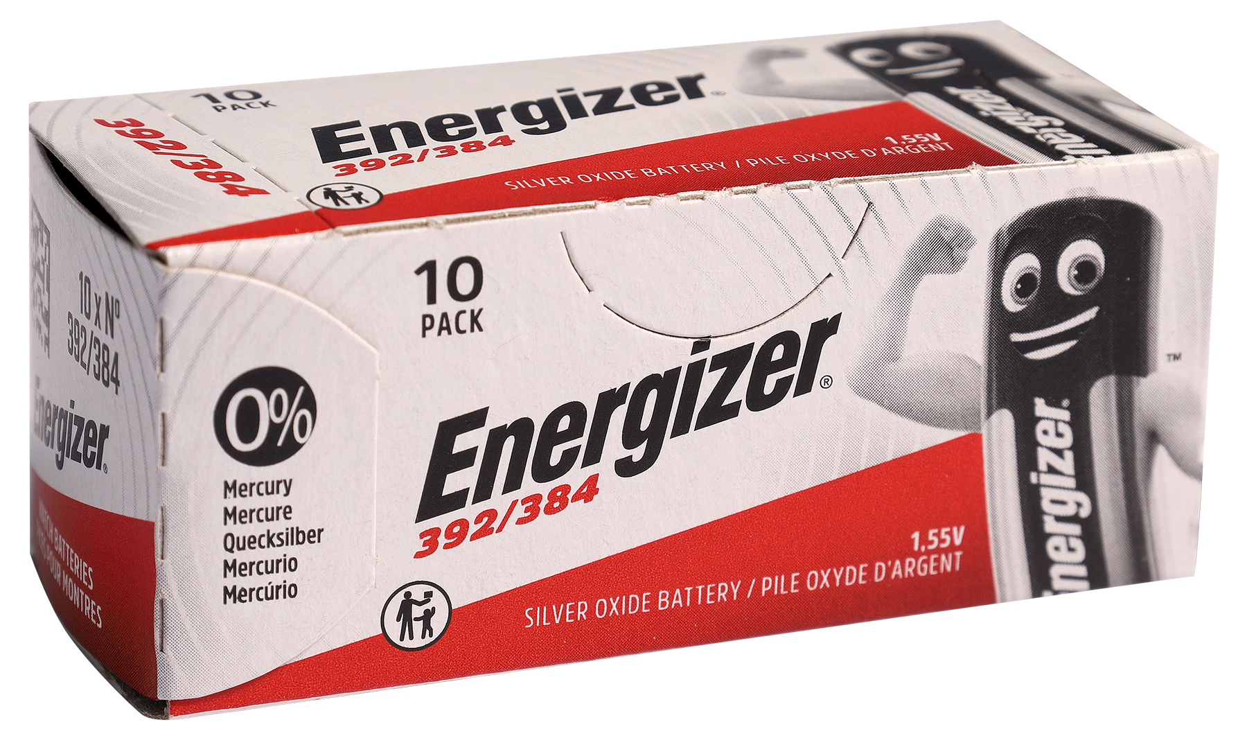 Energizer 392/384 Knopfzellen (10er-Pack) – 0% Quecksilber, 1,55V Silberoxid-Batterien