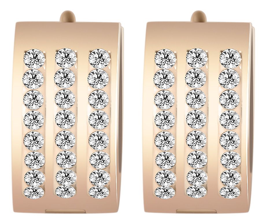 "Abebi" Edelstahl Klapp-Creolen, Similibesatz, Ø 9 mm, roségoldfarben