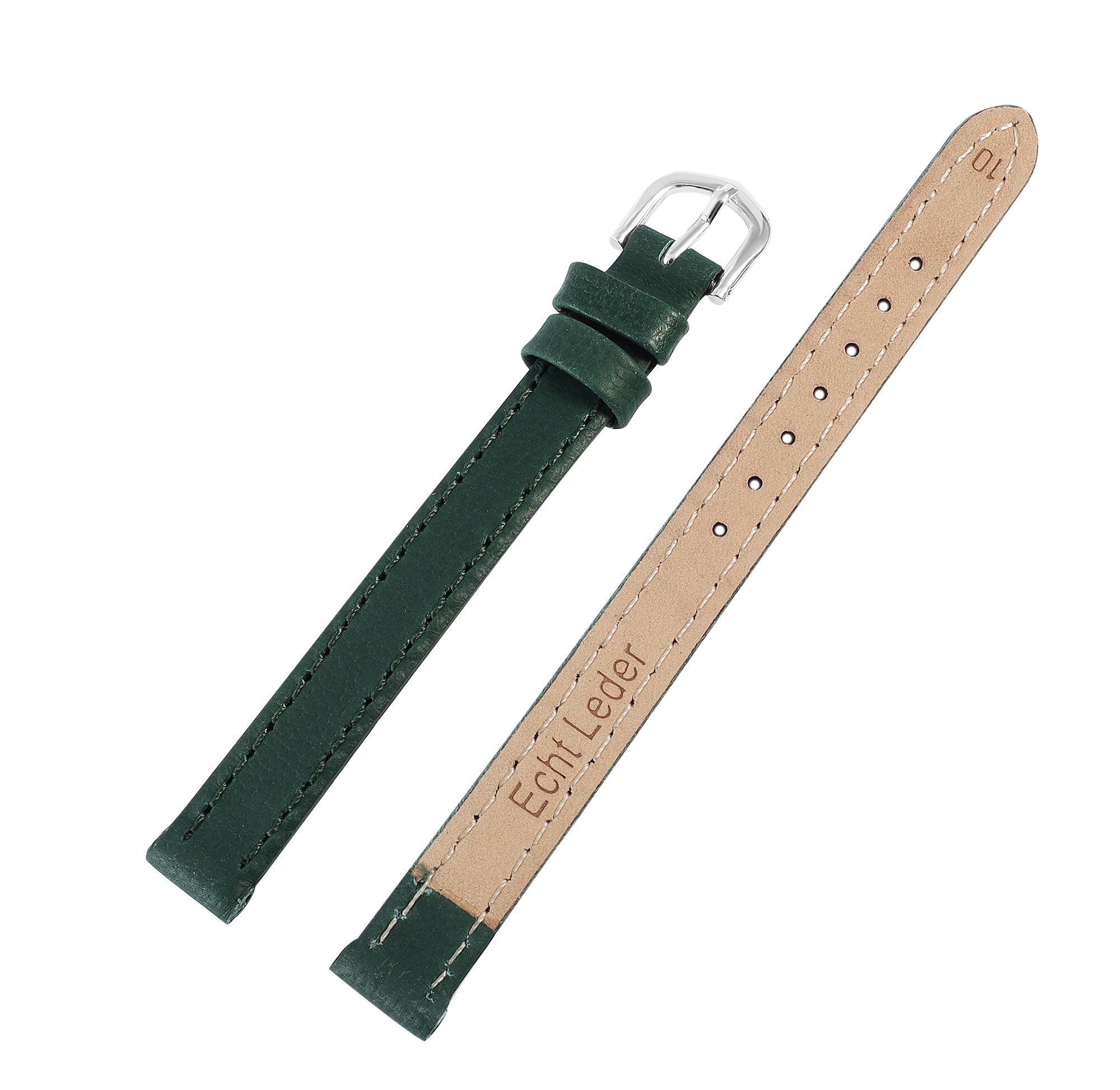 Echtleder-Uhrenarmband "super-soft", grün, Naht,10 mm