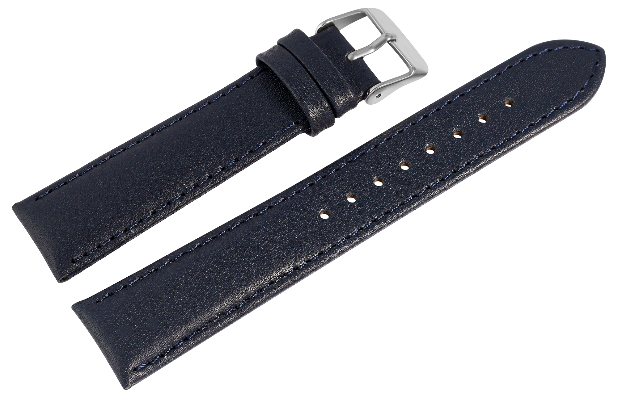 Echtleder-Uhrenarmband "super-soft", dunkelblau, Naht, 22 mm