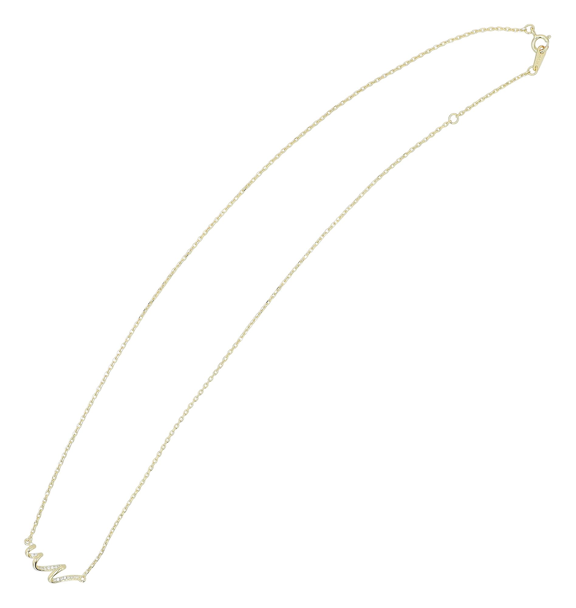 "Ineke" 925/- Echt Silber Kette, gedrehter Anhänger, Zirkonia, vergoldet