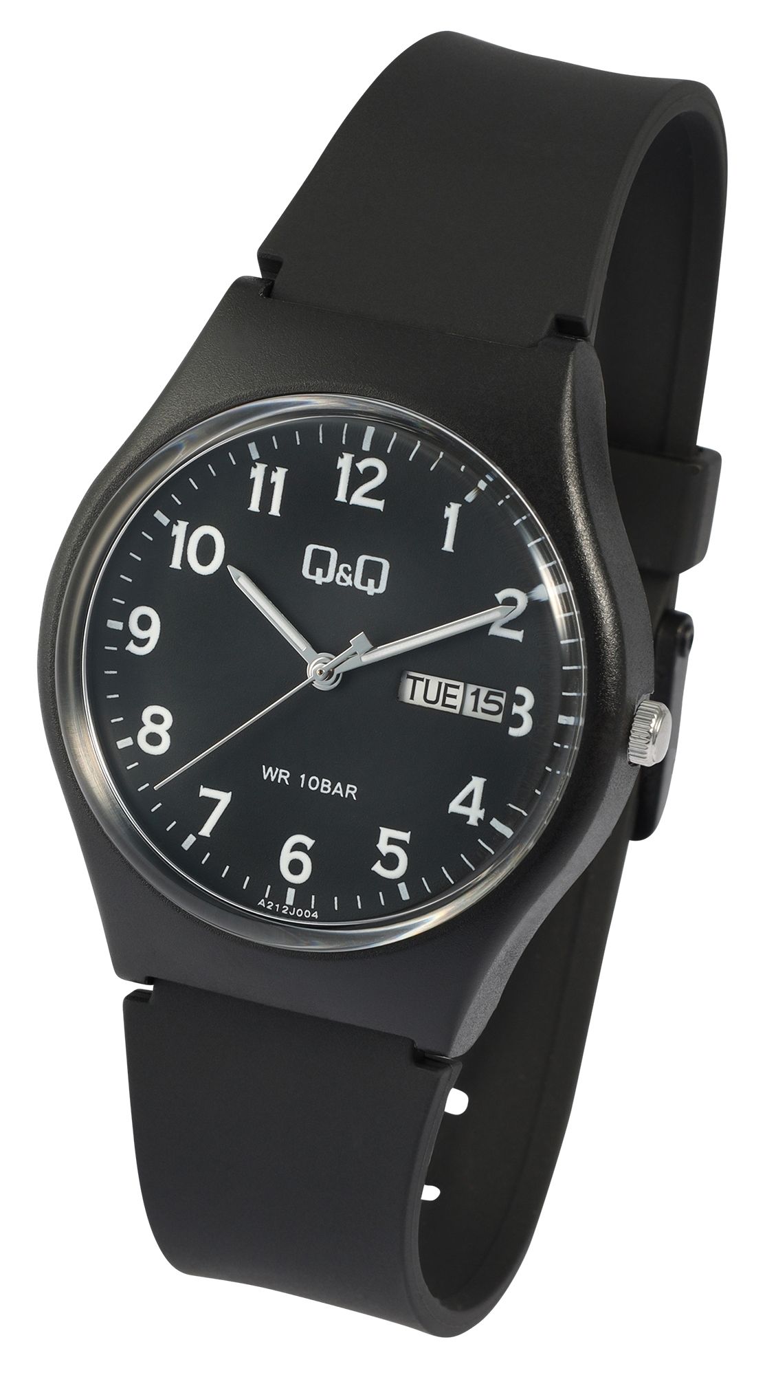 Q&Q Herren-/ Jugenduhr Silikonarmband, Ø 38 mm, schwarz