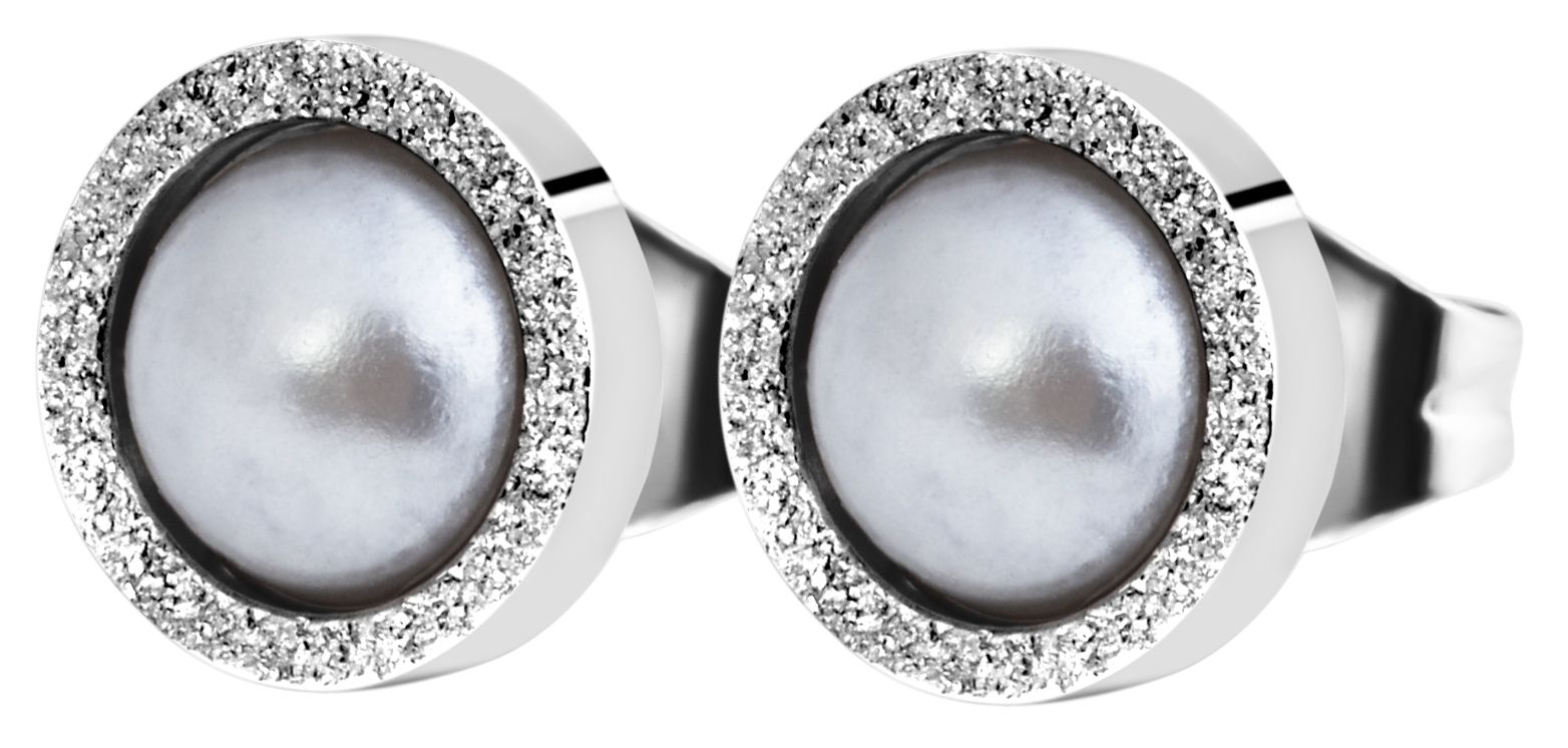 "Margitta" Edelstahl Ohrstecker (Ø 8 mm) mit Perle, silberfarben