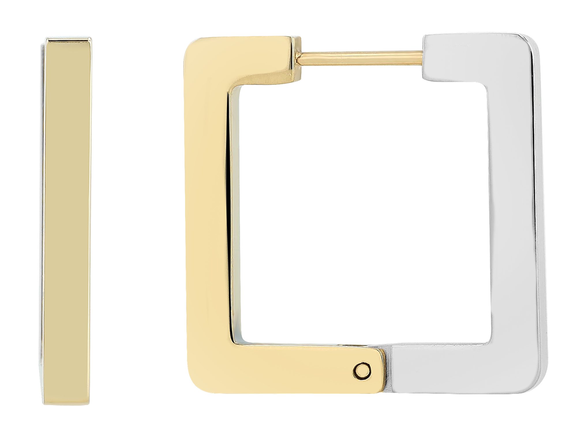 "Bibi" Edelstahl, quadratische Creolen, Statement, bicolor