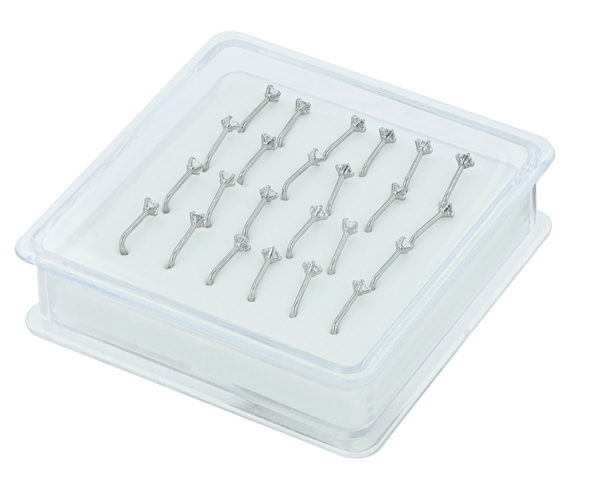 "Lulsia" Edelstahl Nasen Piercings, 24 Stück, Stabstärke 0,8 mm / Stablänge 7 mm / Ø 2,5 mm