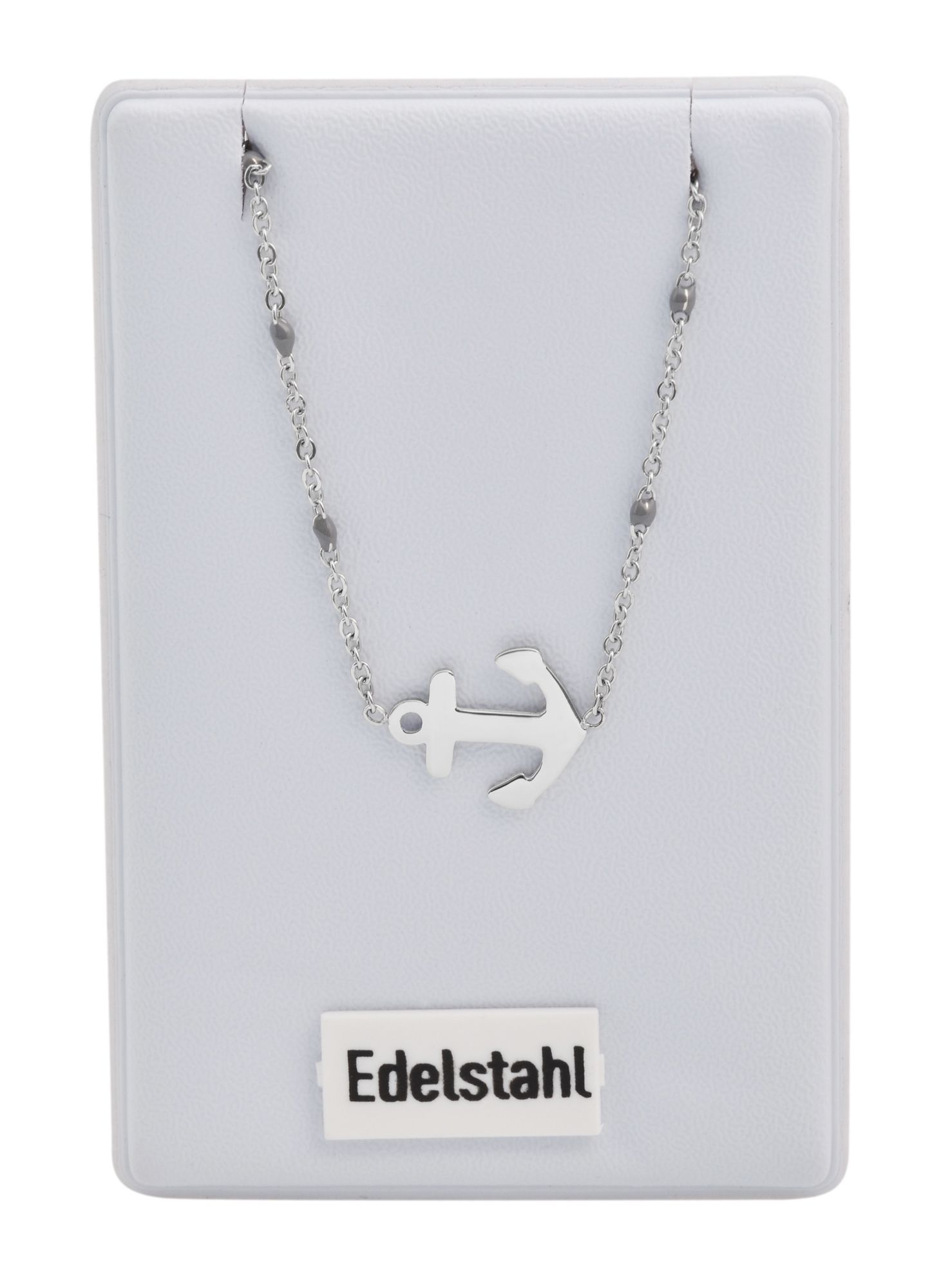 Akzent Ankerkette aus Edelstahl, Ankeranhänger, 43+5 cm, silberfarben/grau