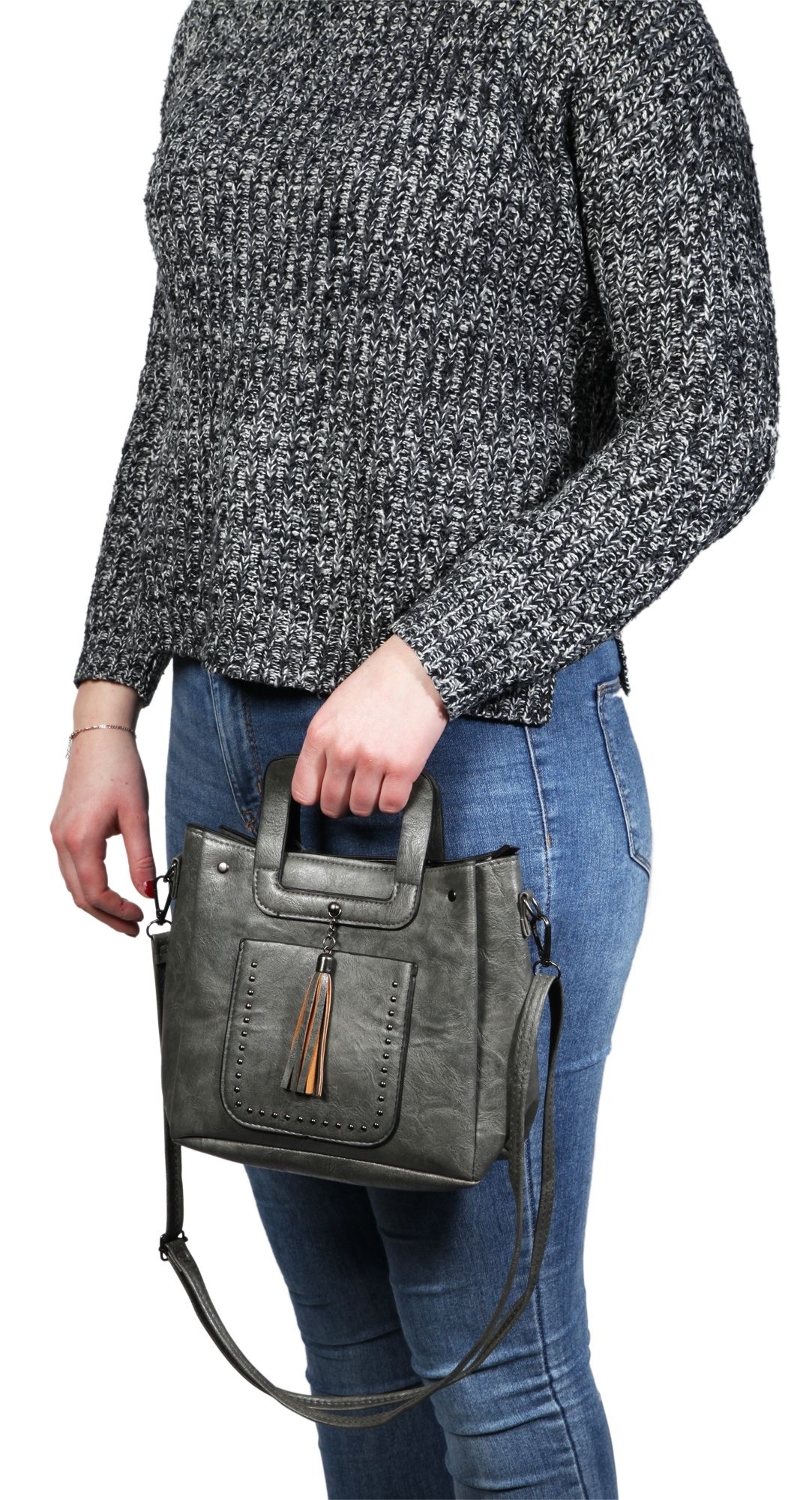 Damen Handtasche aus Lederimitat, Maße: 20,5 x 19 x 10 cm