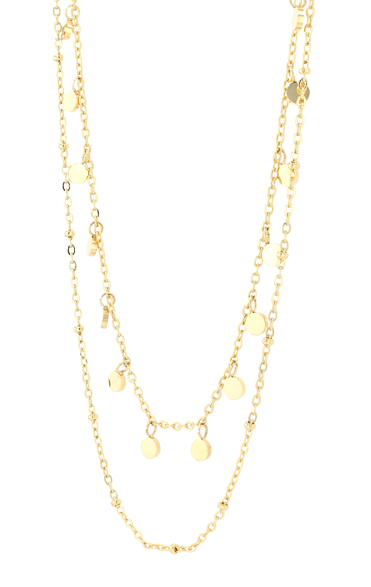 "Eline" Edelstahl Layering Kette mit Plättchen, 40/ 45 + 5 cm, goldfarben