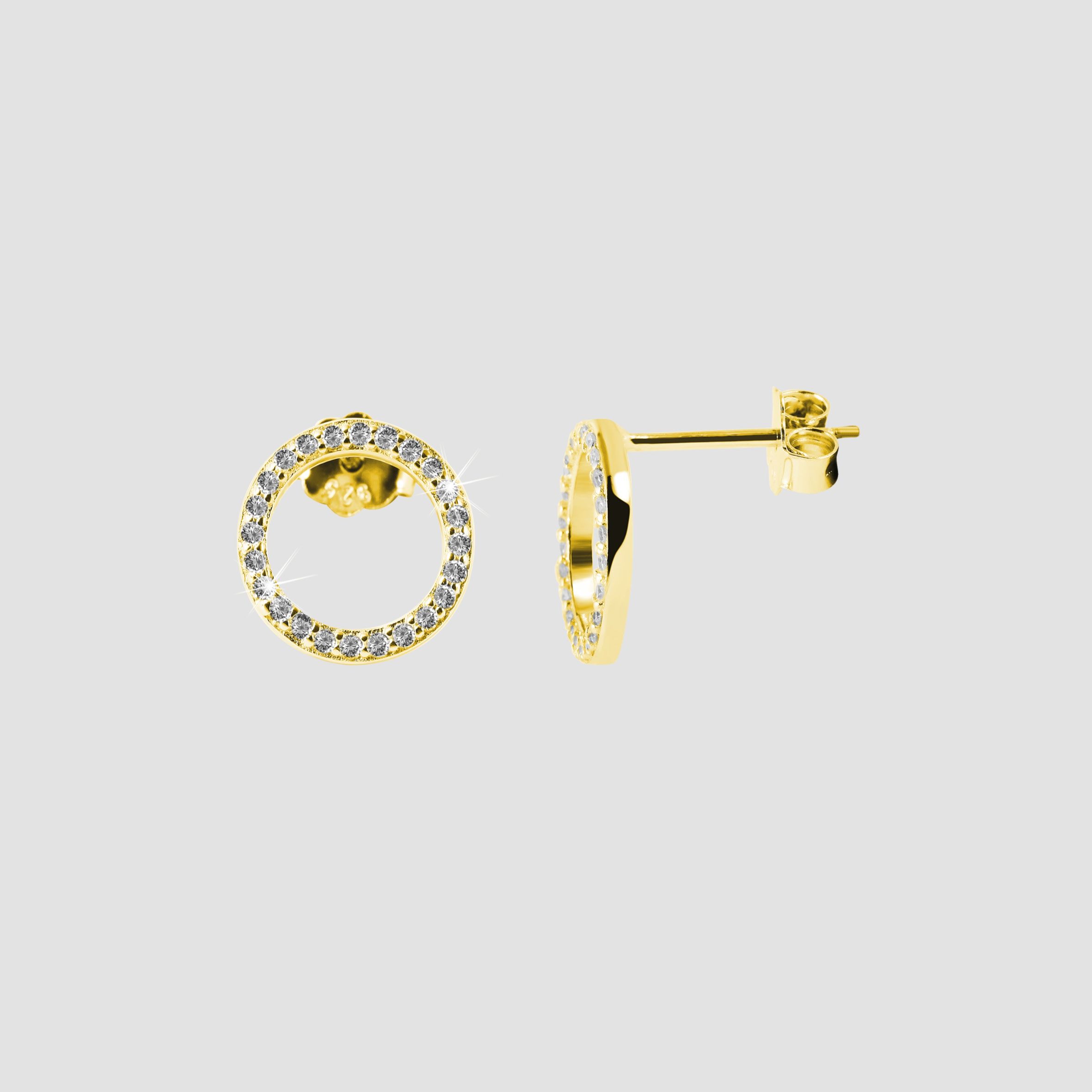 "Ruth" 925/- Echt Silber Ohrstecker rund, Zirkoniabesatz, vergoldet