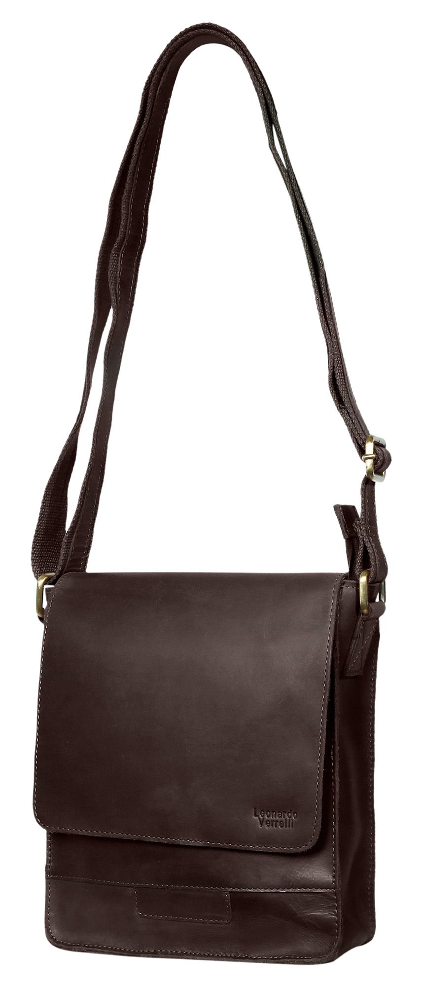 "Sirin" Leonardo Verrelli Echtleder Umhängetasche Echtledertasche, dunkelbraun