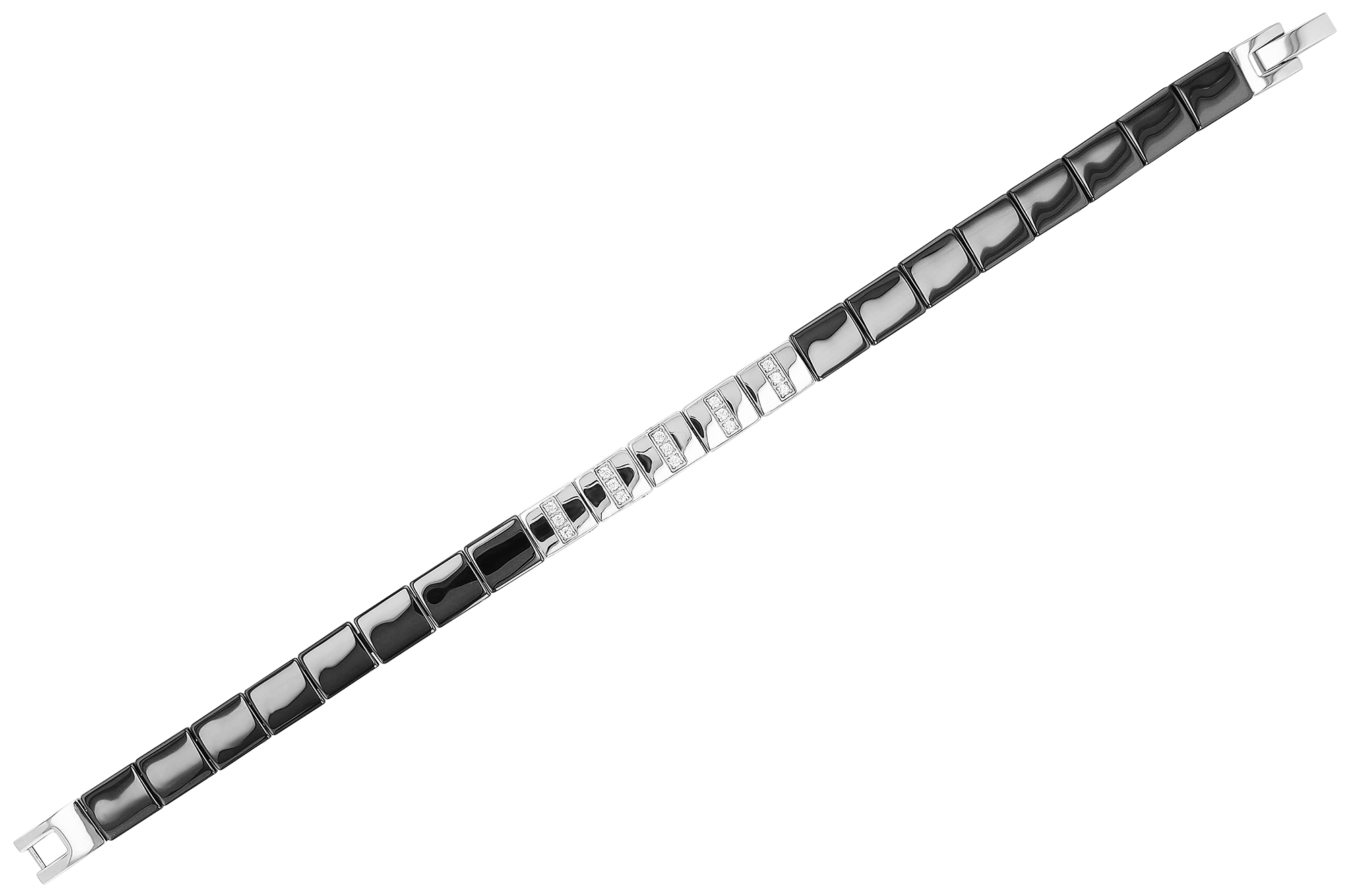 "Arin" Edelstahl-Keramik Armband, 20 cm, schwarz/ silberfarben