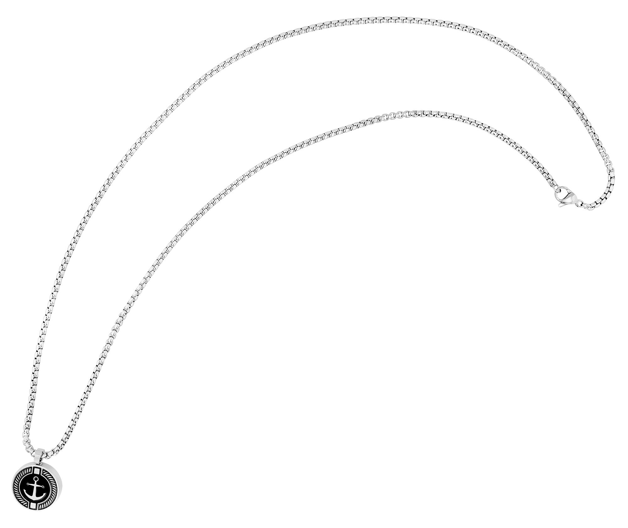 "Damir", Unisex Edelstahlkette, Anker, 60 cm, silberfarben/schwarz