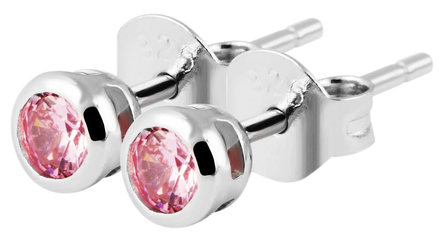 "Velia" 925/- Echt Silber Kinder-/ Ohrstecker, rosa Zirkoniastein, rhodiniert