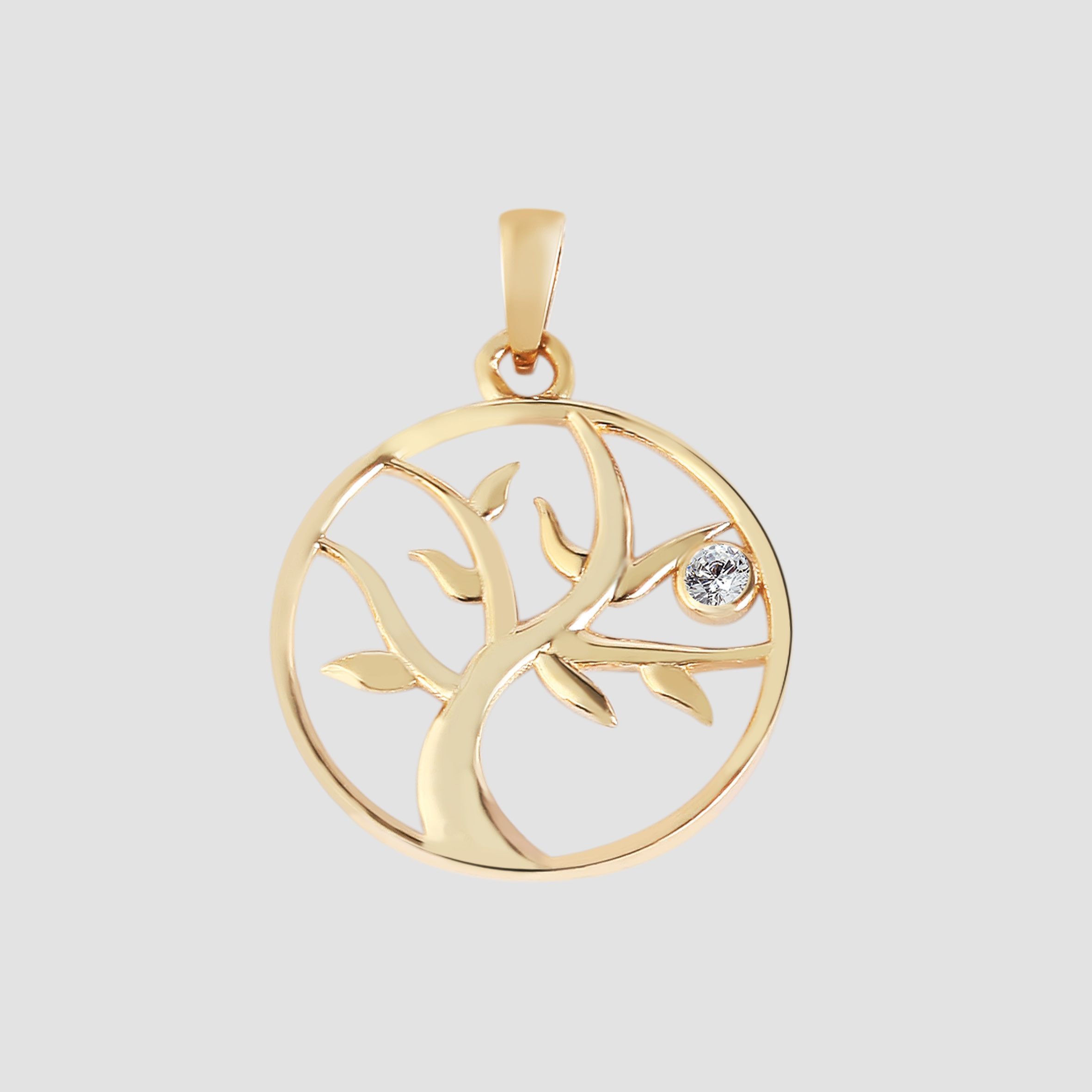 375/- Gold "Taraneh" Anhänger, Lebensbaum mit echtem Diamant, 9 Karat, Gelbgold