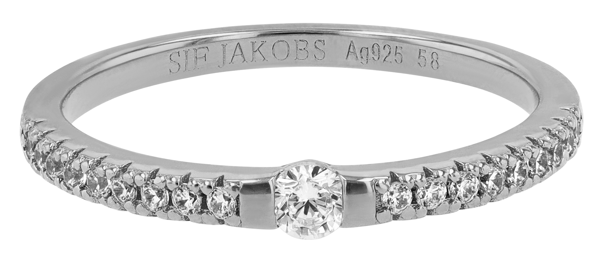Sif Jakobs Jewellery 925/- Echt Silber Ring "Ellera Uno" Gr 54, Zirkonia (weiß), rhodiniert