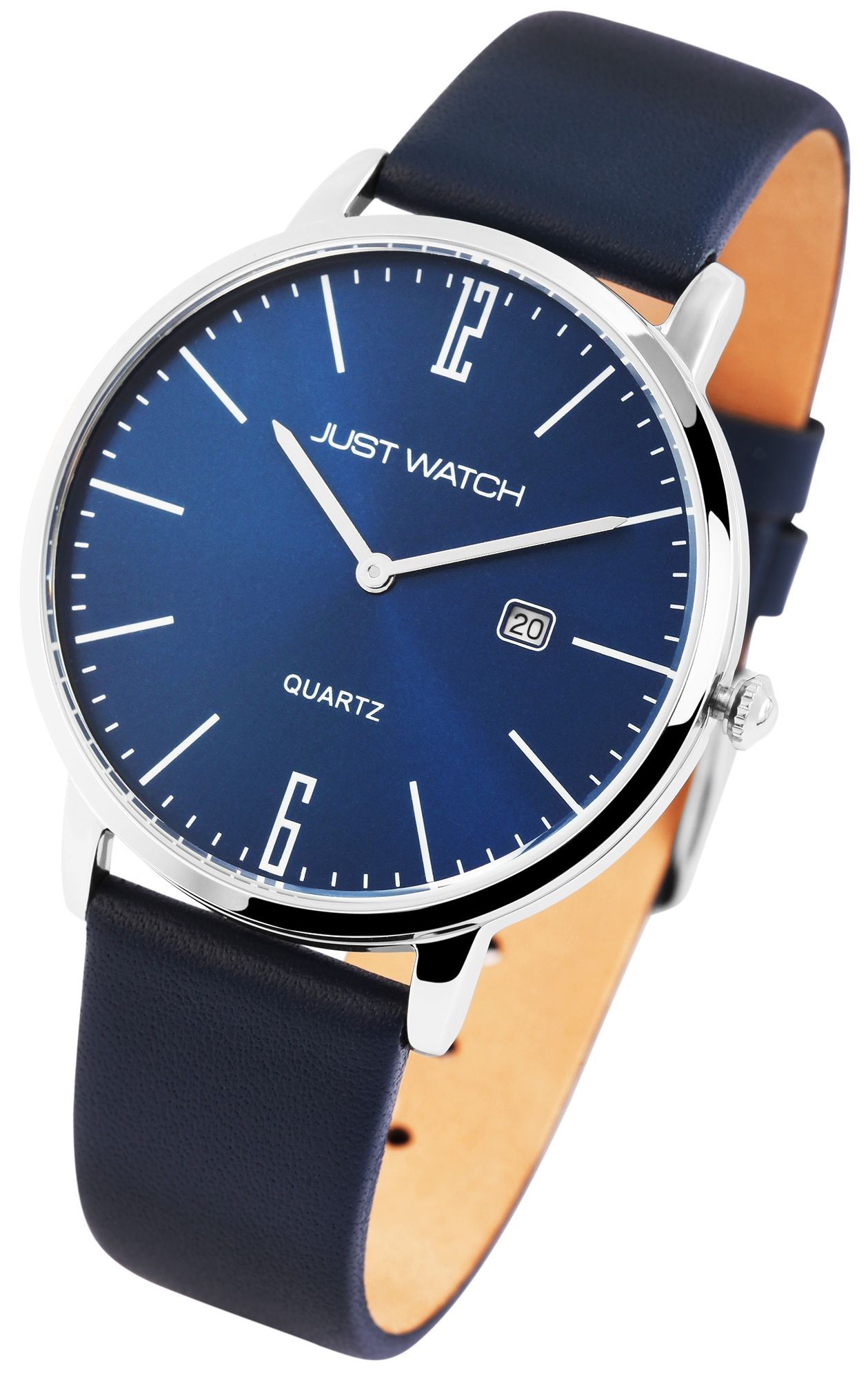 Just Watch Herrenuhr Echtlederband blau