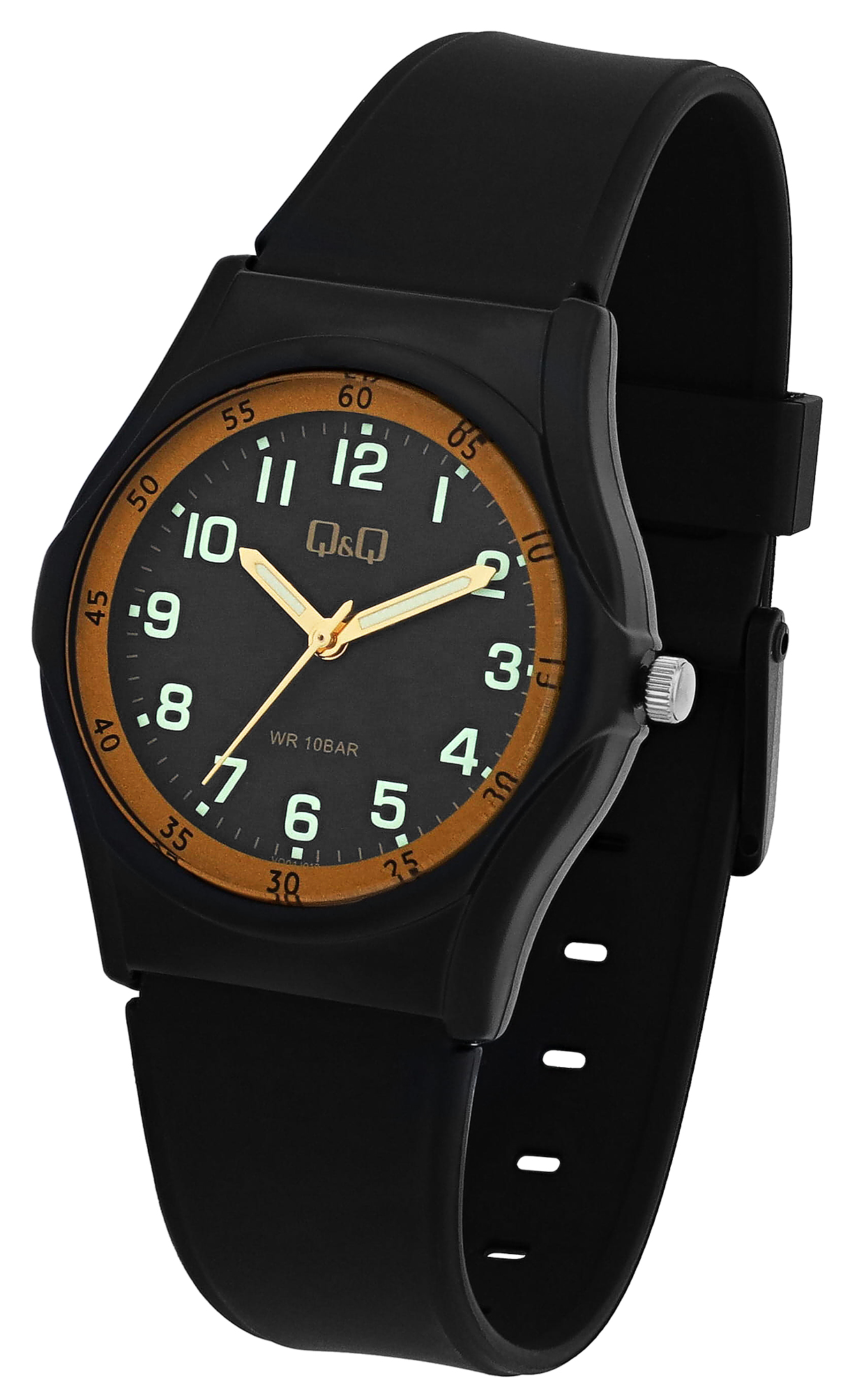 Q&Q Herrenuhr mit Silikonarmband, 10 BAR, schwarz