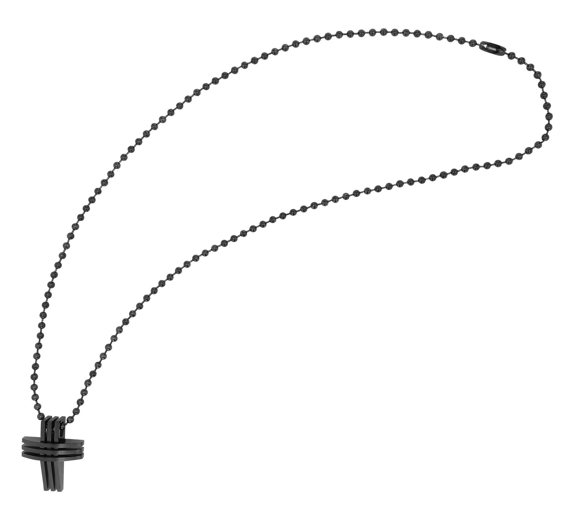 Akzent Kugelkette mit Kreuzanhänger, Edelstahl, 61 cm, schwarz