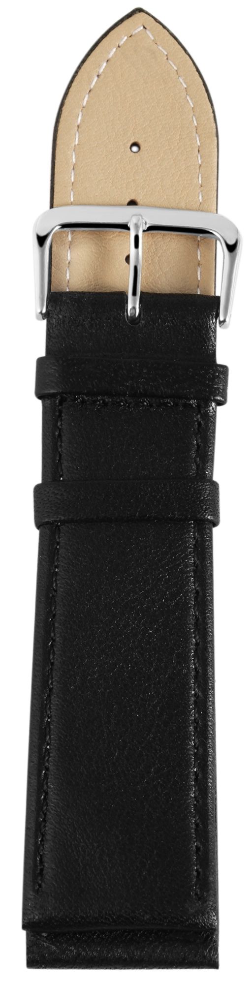12er Set Echtleder-Uhrenarmband in schwarz, 24 mm