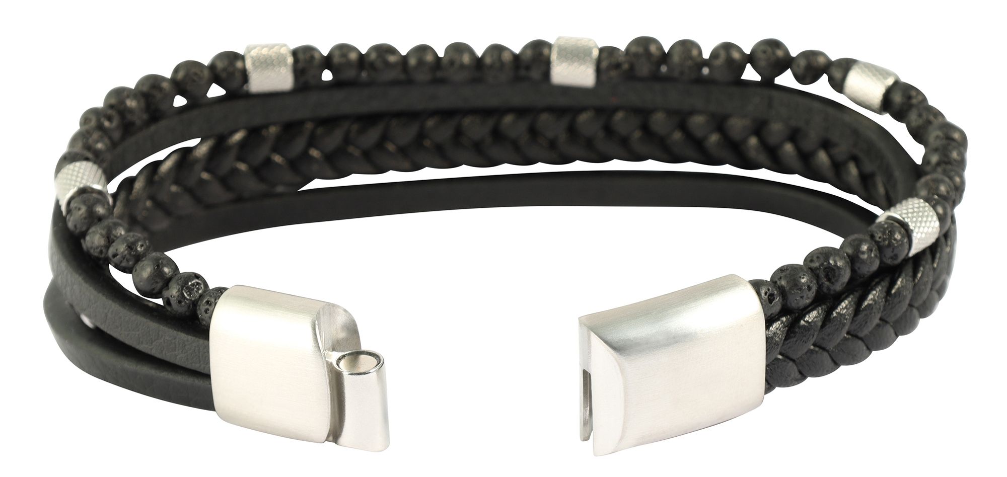 "Nante" 19 cm, Armband aus Lederimitat mit Naturstein (Feuersetin), VE-4