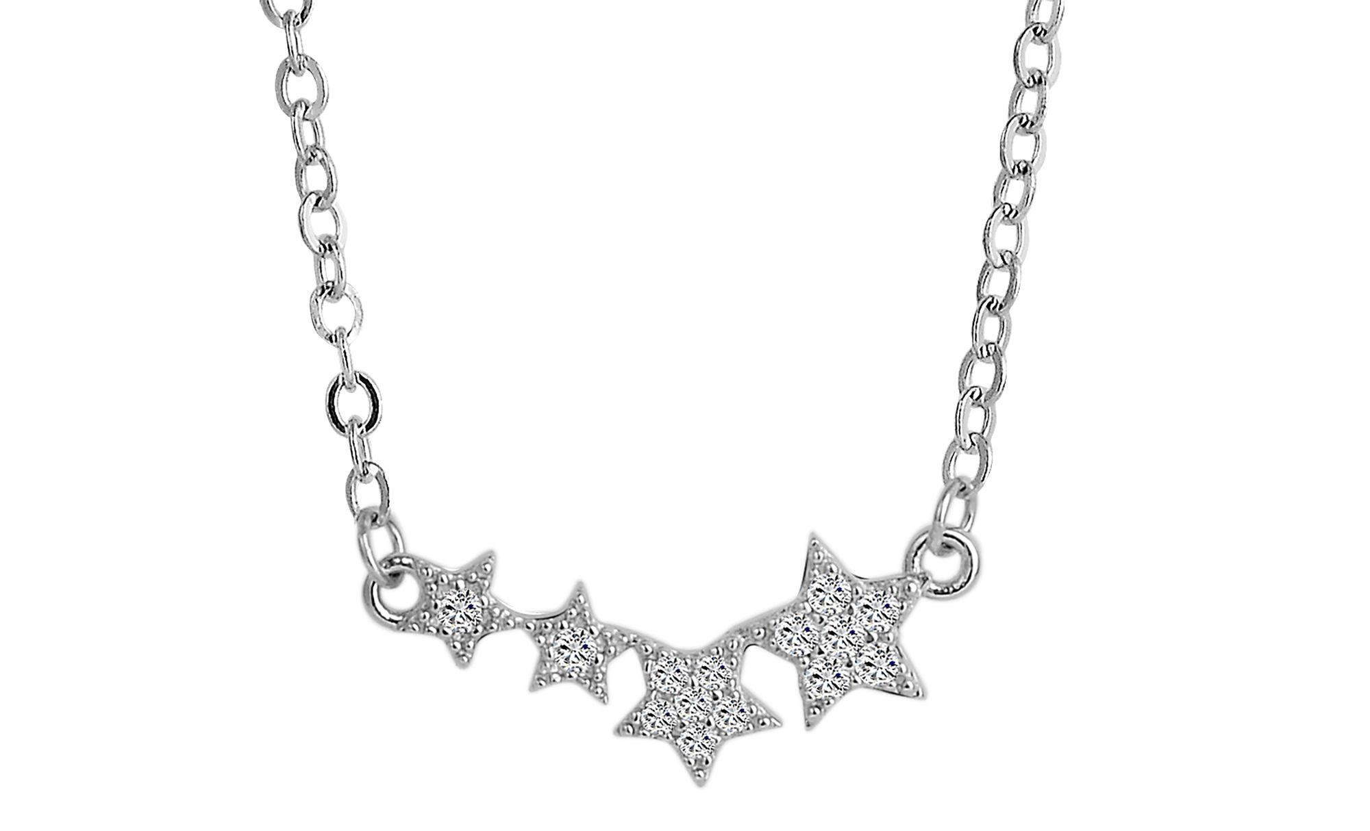 925/- Echt Silber Halskette mit Sternmotiven "Helena", 925/rhodiniert
