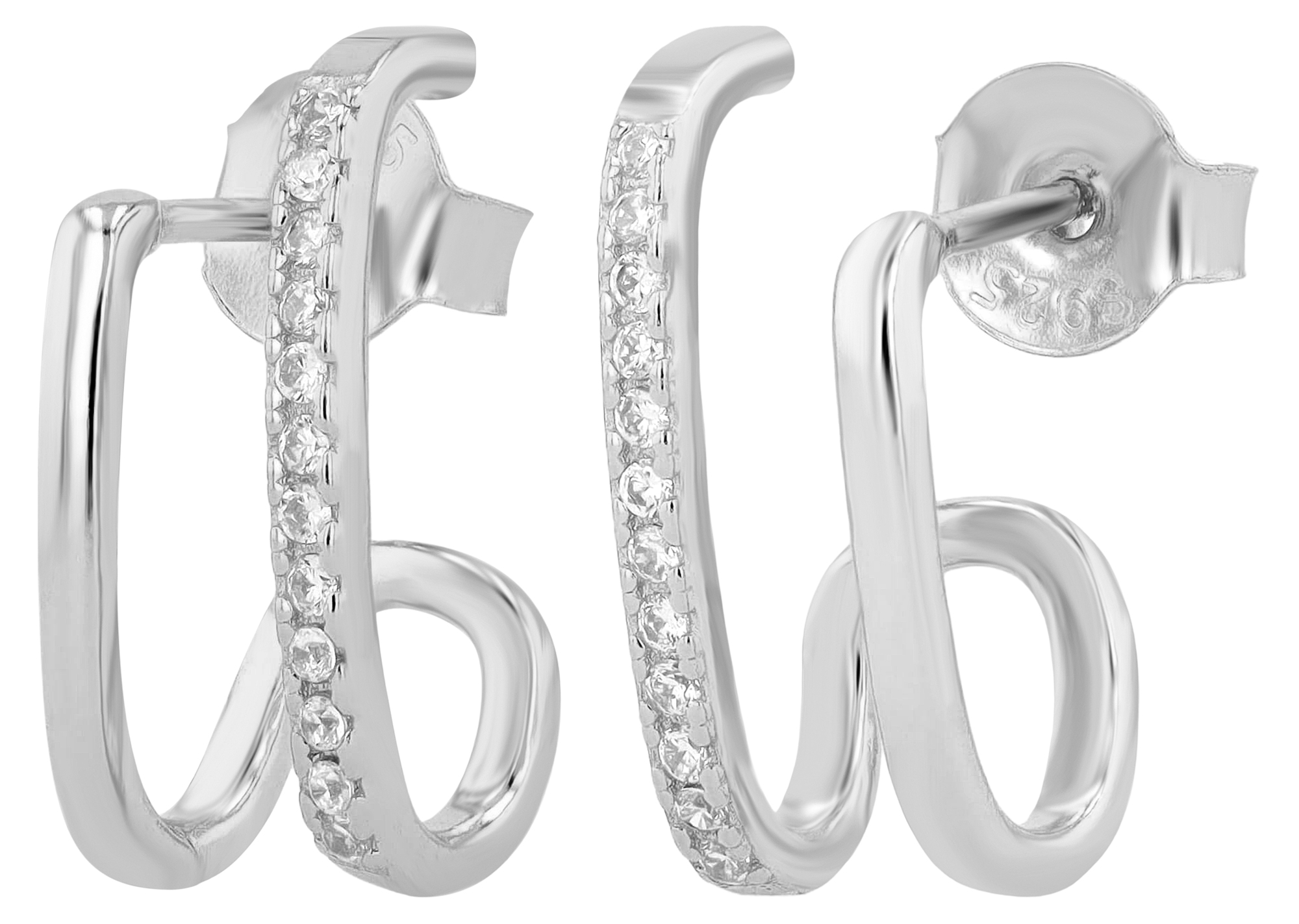 "Luisa" 925/- Echt Silber Halbcreole, Zirkonia, Zirkonia, rhodiniert