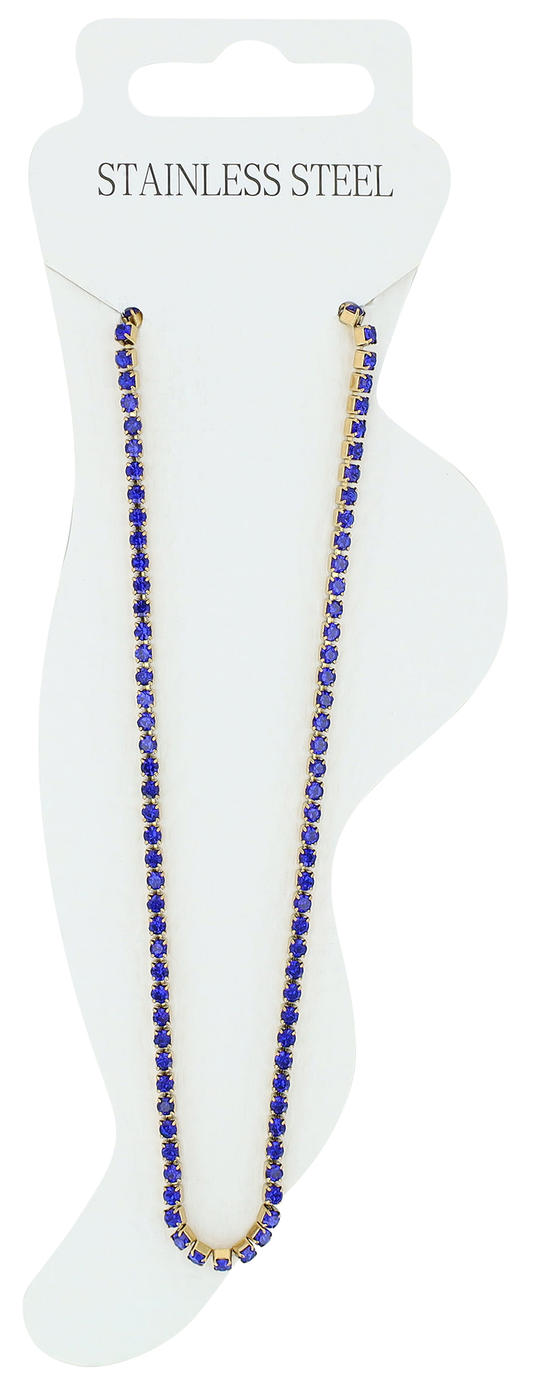 "Peggy" Edelstahl Fußketten, Tenniskette Blau, 4er Pack