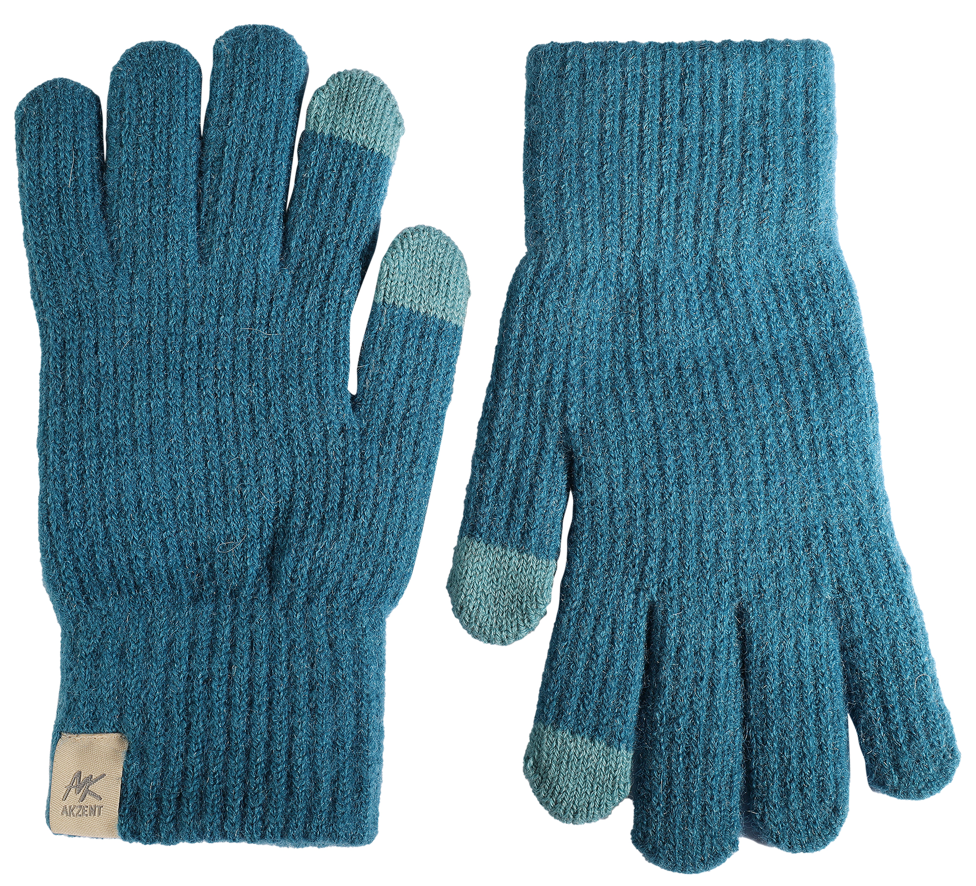 Damen-Handschuhe, Gr M, blau, Touch-Finger, 100% Polyester, VE-4