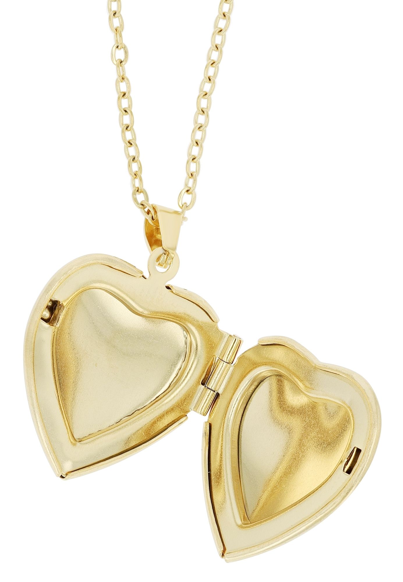 Akzent Medaillonkette aus Edelstahl, Herzform, 45+5 cm, goldfarben