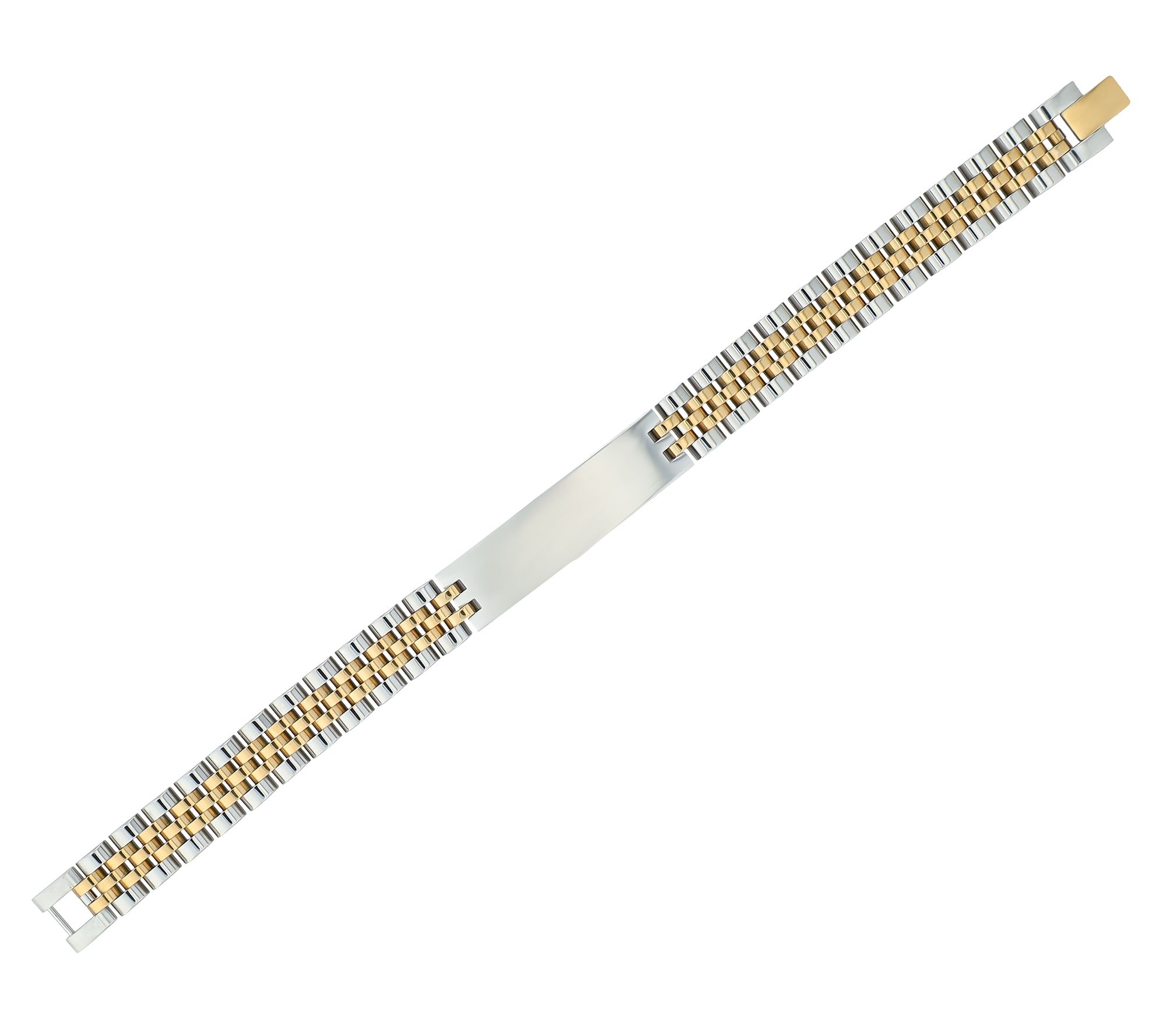 Akzent Edelstahl Armband "Austin" mit Gravurplatte, 21cm, bicolor