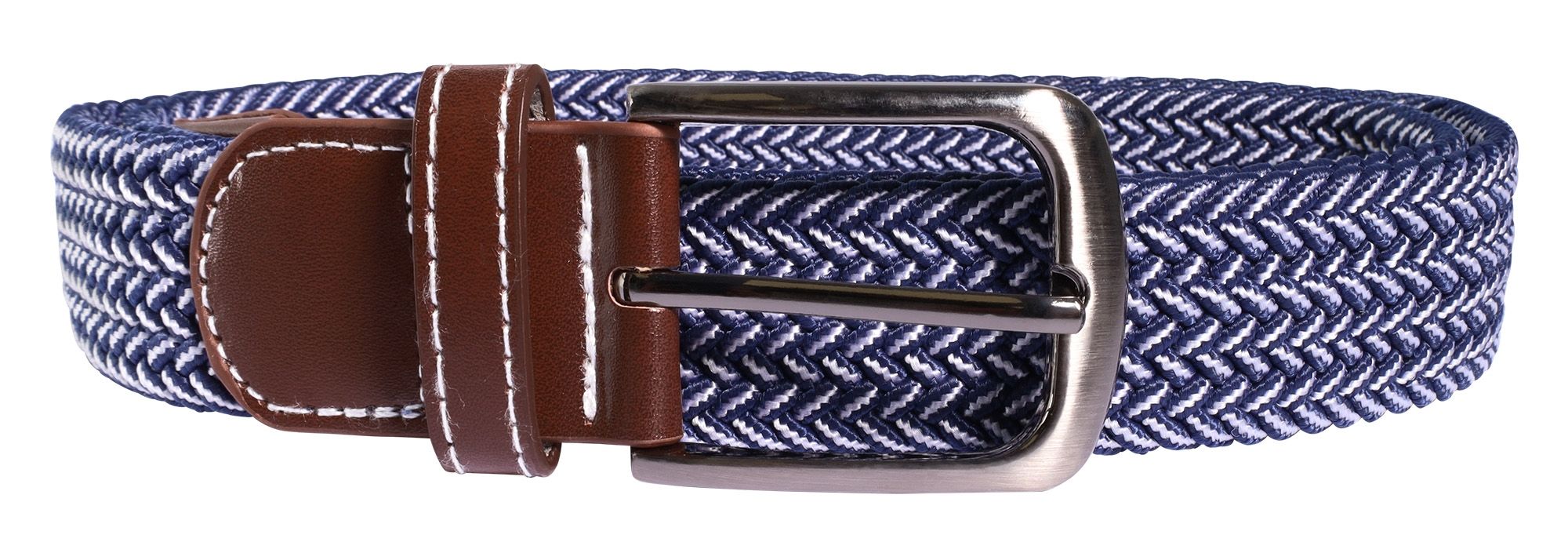 Textilgürtel geflochten (blau/ weiß), Länge 100 cm (S)