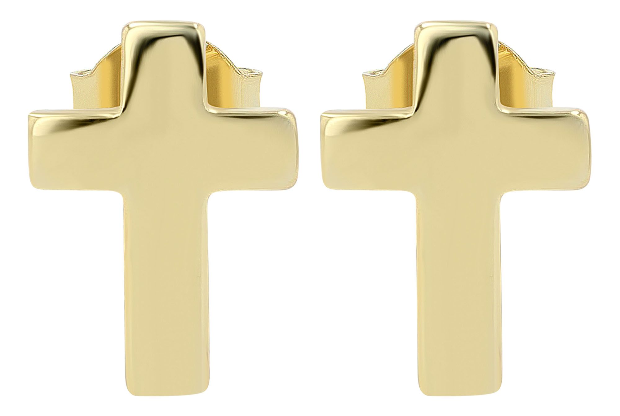 "Judith" - Kreuz Ohrstecker, 925er Echt Silber, goldfarben