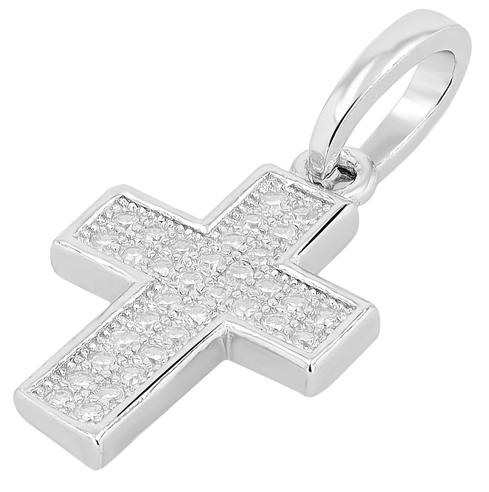"Dörthe" 925/- Echt Silber Anhänger - Kreuz, Zirkonia, rhodiniert