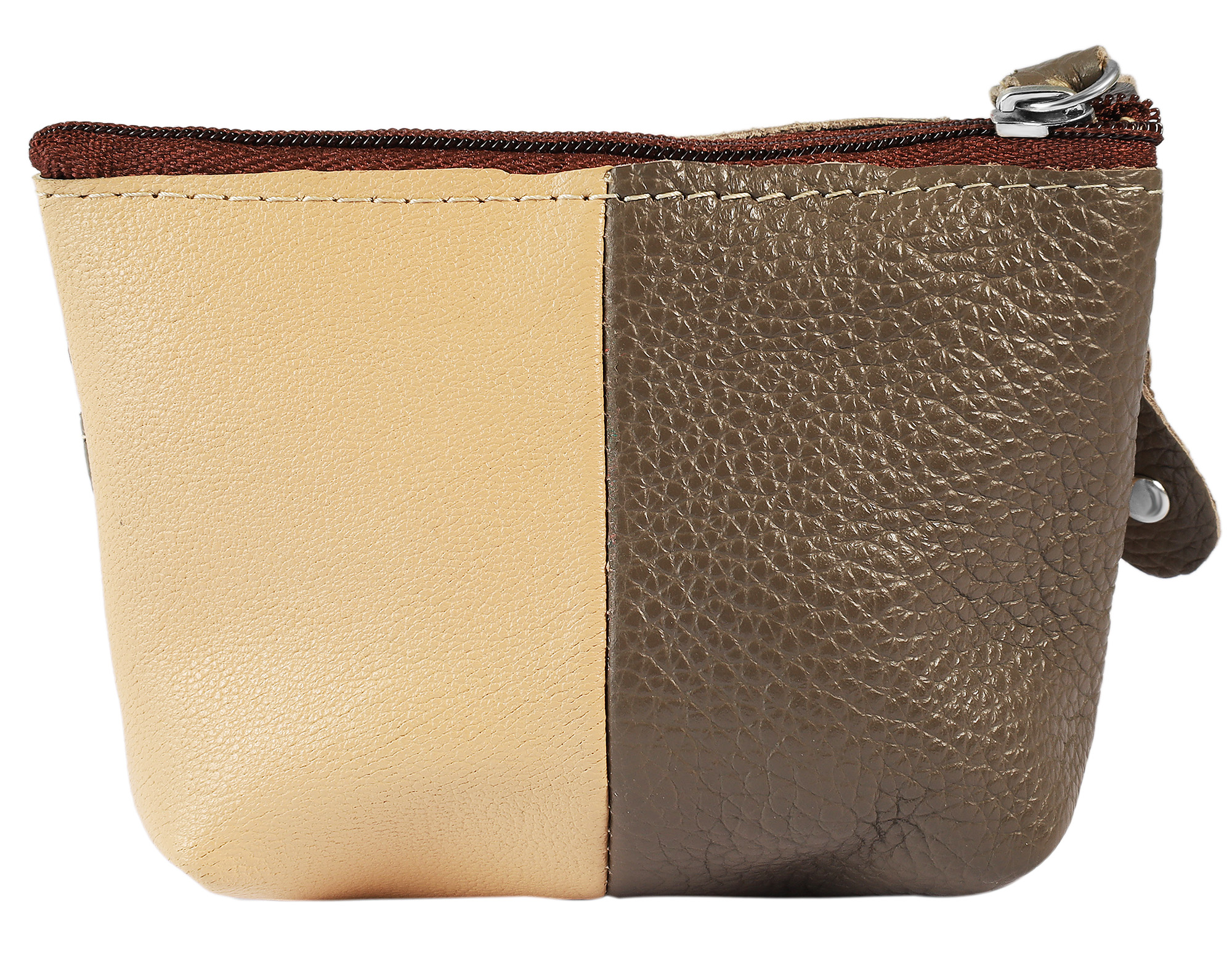 Excellanc Schlüsselbeutel aus Echtleder, grau/beige