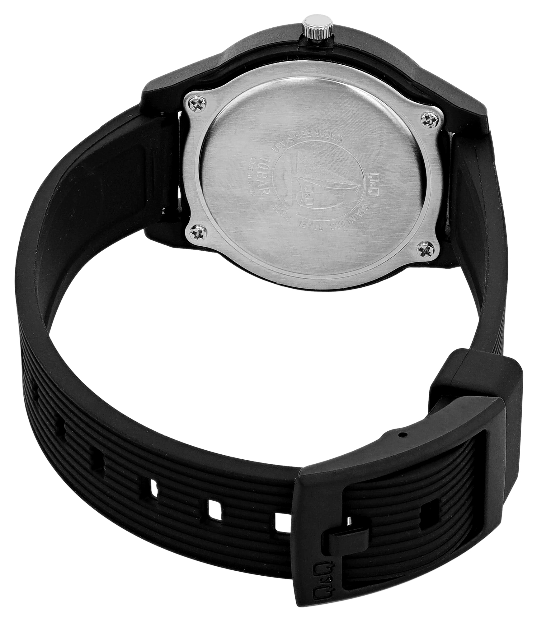 Q&Q Damen-/ Jugenduhr, Resinband, 10 ATM, Ø 32 mm, schwarz