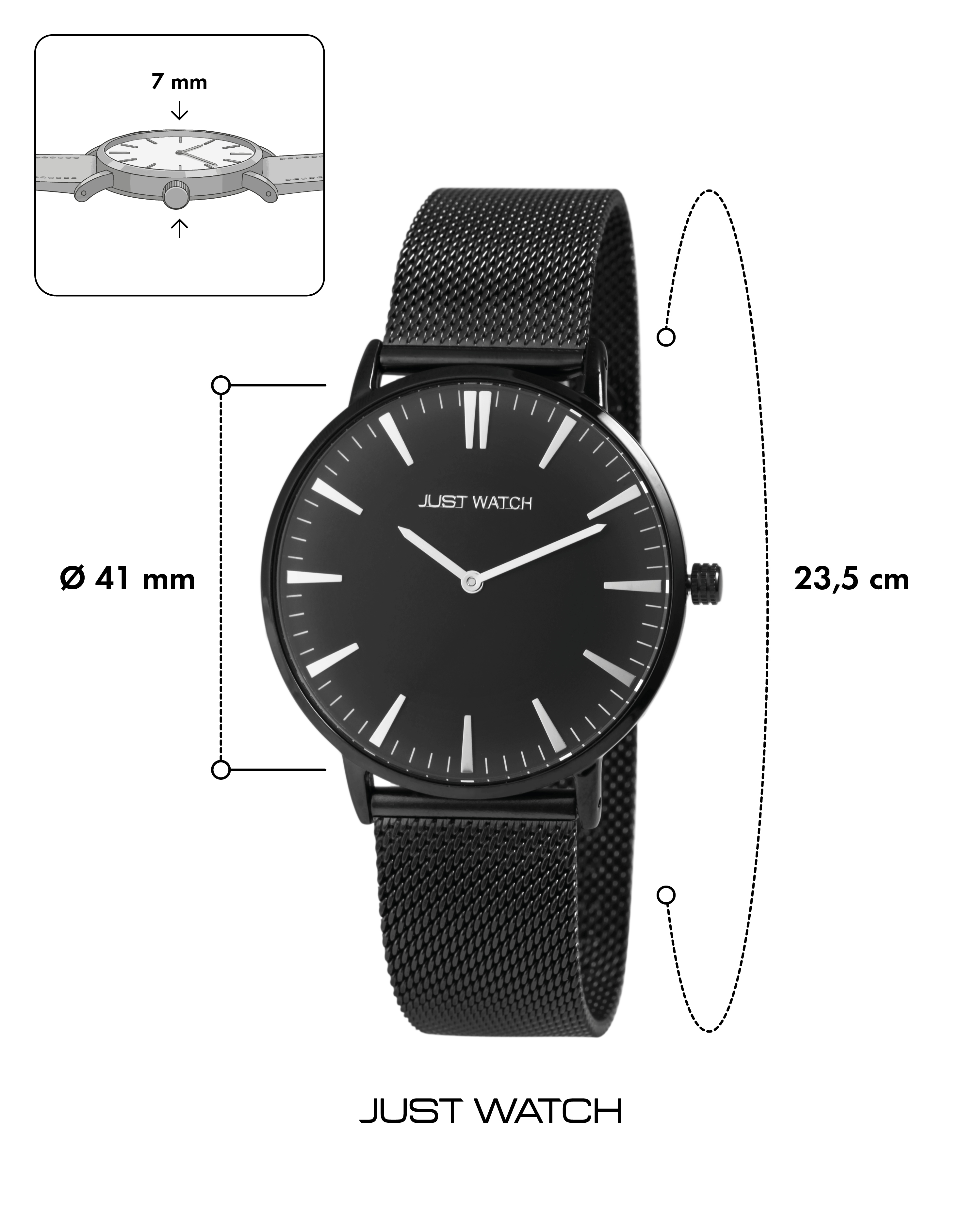 Just Watch analoge 2-Zeiger Unisex-Armbanduhr