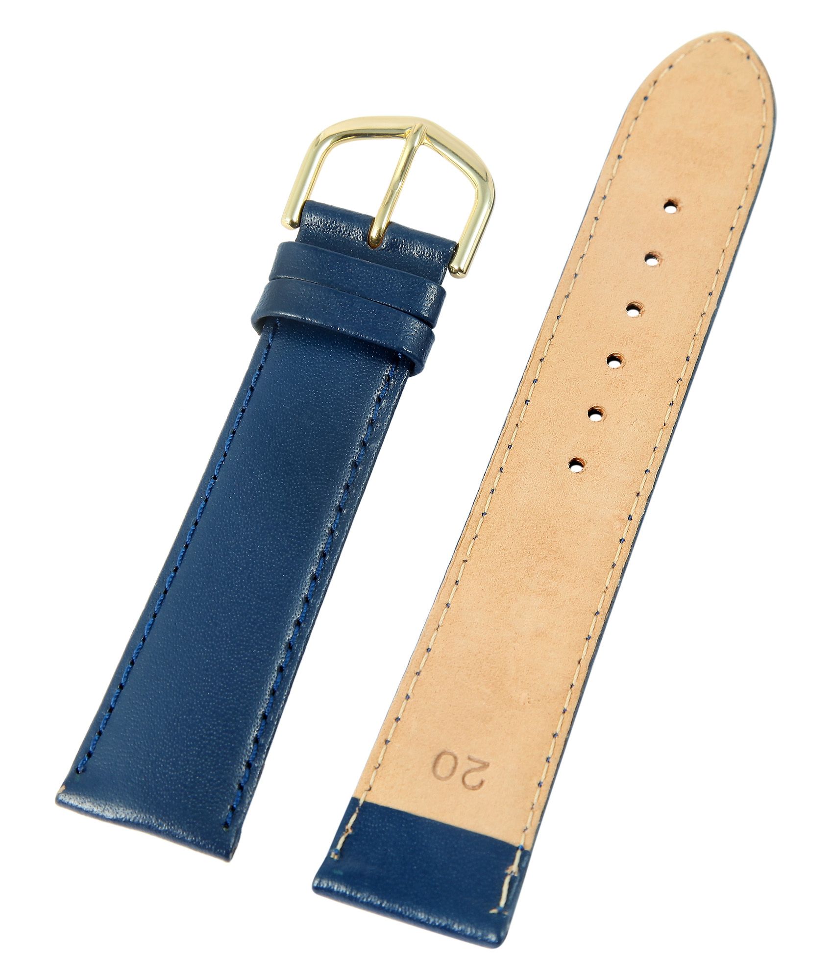 Basic Lederimitatband in dunkelblau, glatt, flach, 20 mm