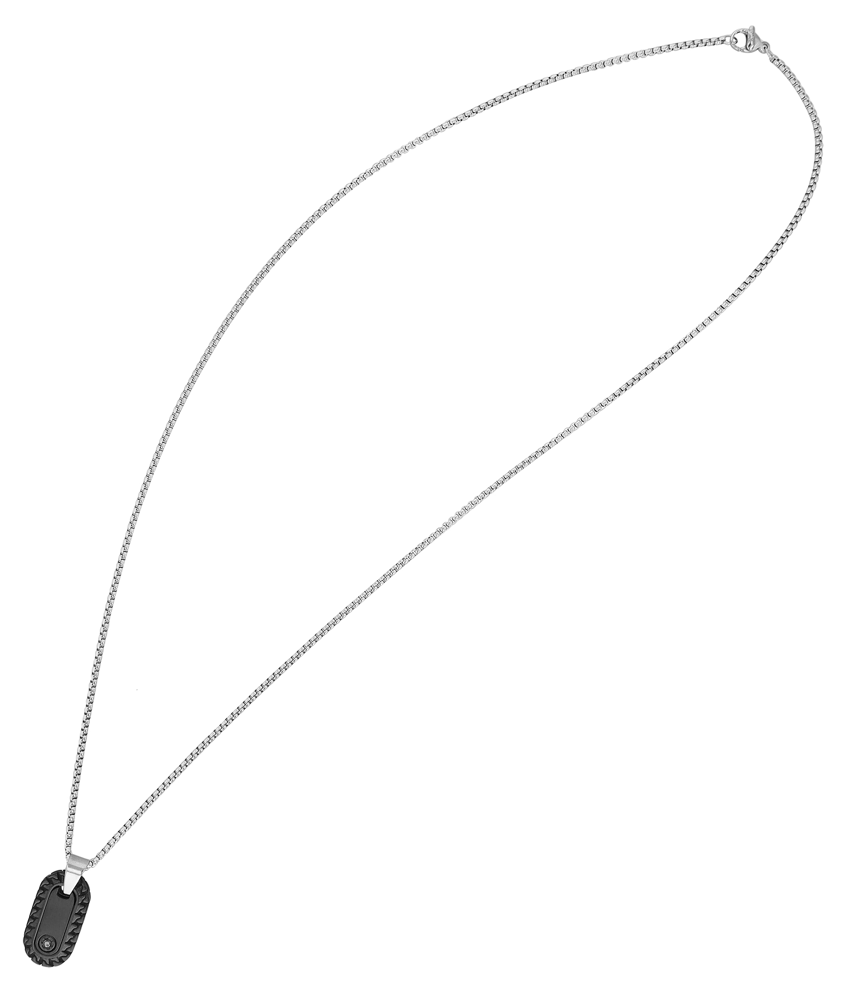 "Akua" Edelstahlkette mit Anhänger, Gravur, 60 cm, schwar