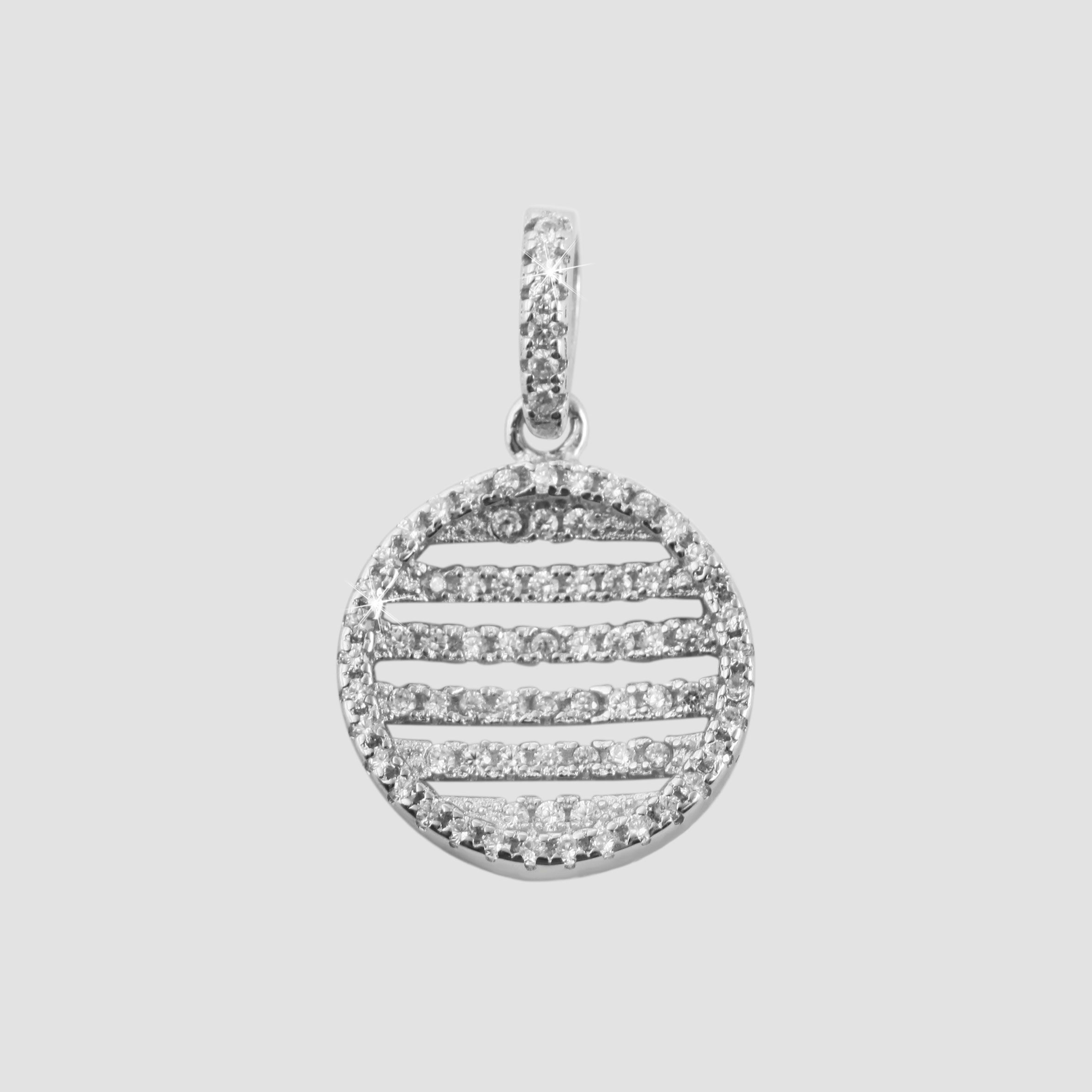 925/- Echt Silber Anhänger ohne Kette "Maram", rund mit Zirkoniabesatz, 925/rhodiniert