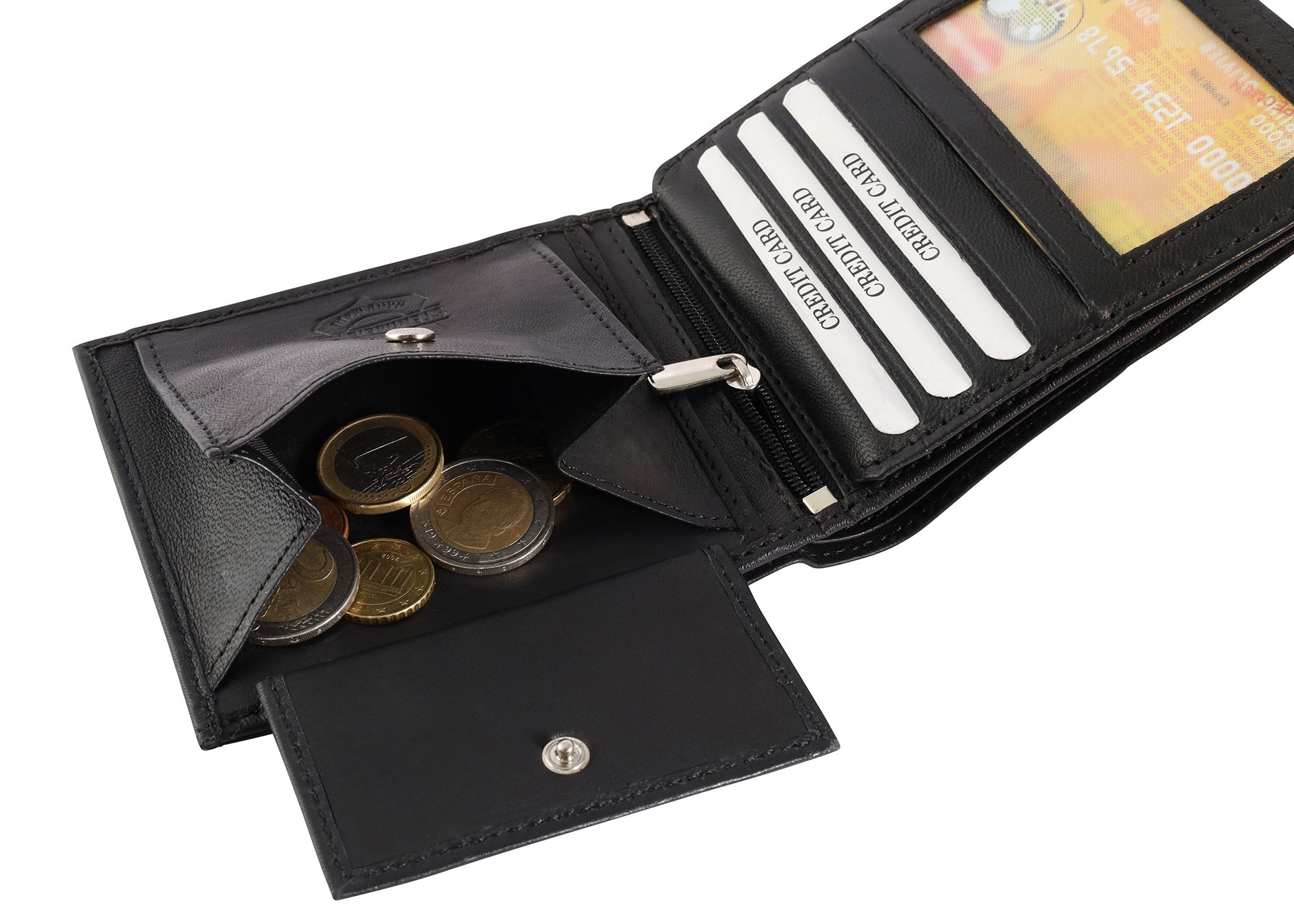 Steinmeister Geldbörse aus Echtleder, Querformat, schwarz