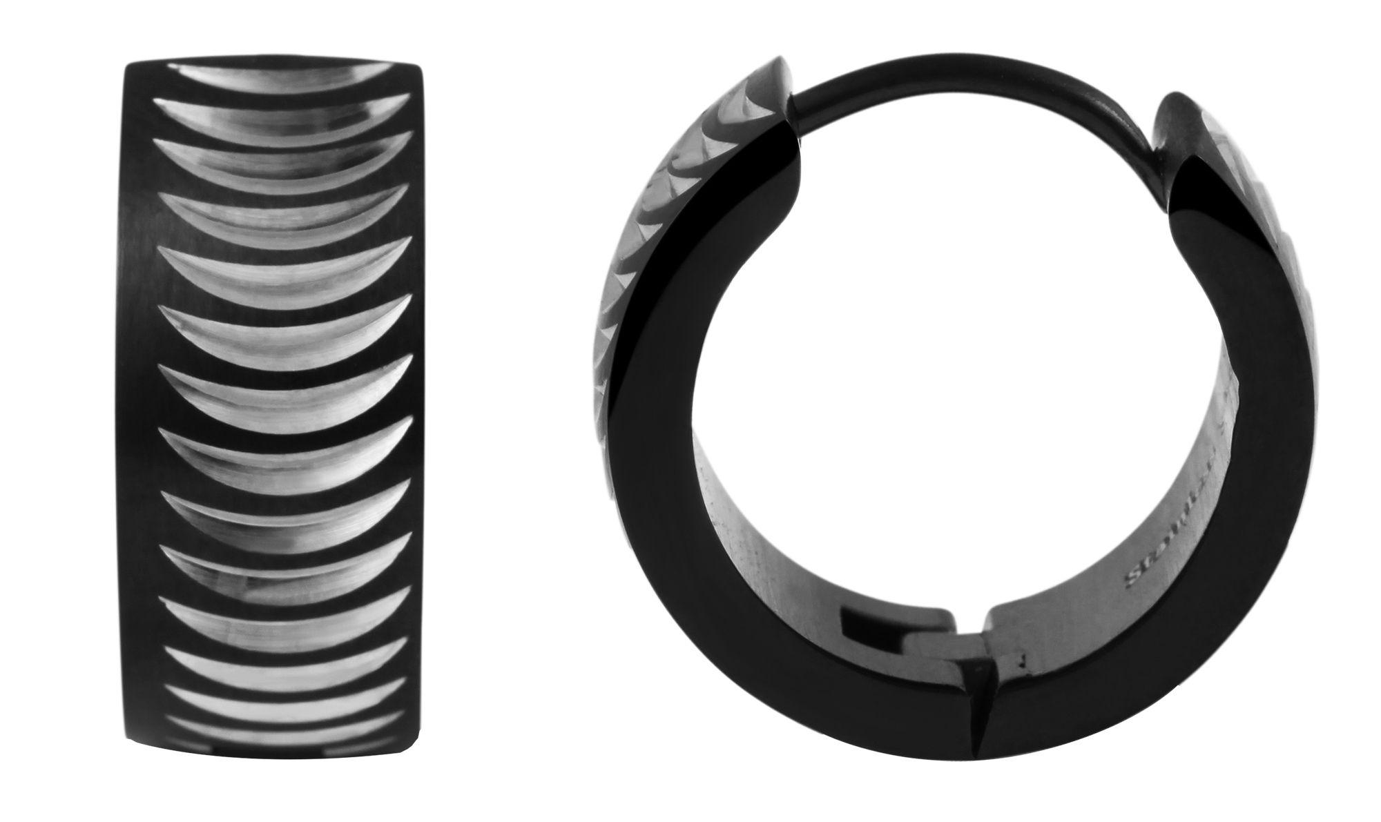"Bo" Edelstahl Klapp-Creolen Ø 12 mm/ 7mm, schwarz