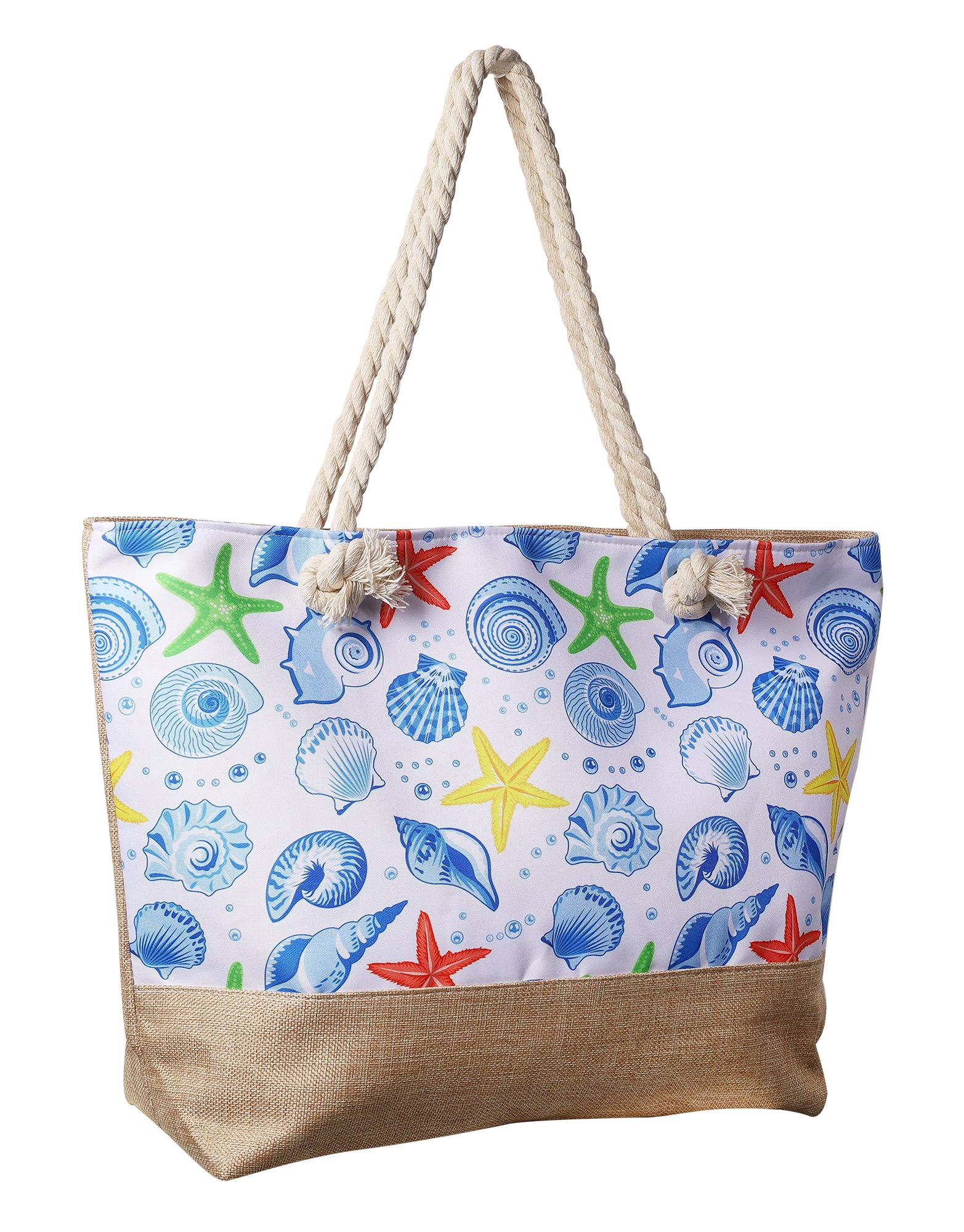Strandtasche mit maritimen Motiven, bunt