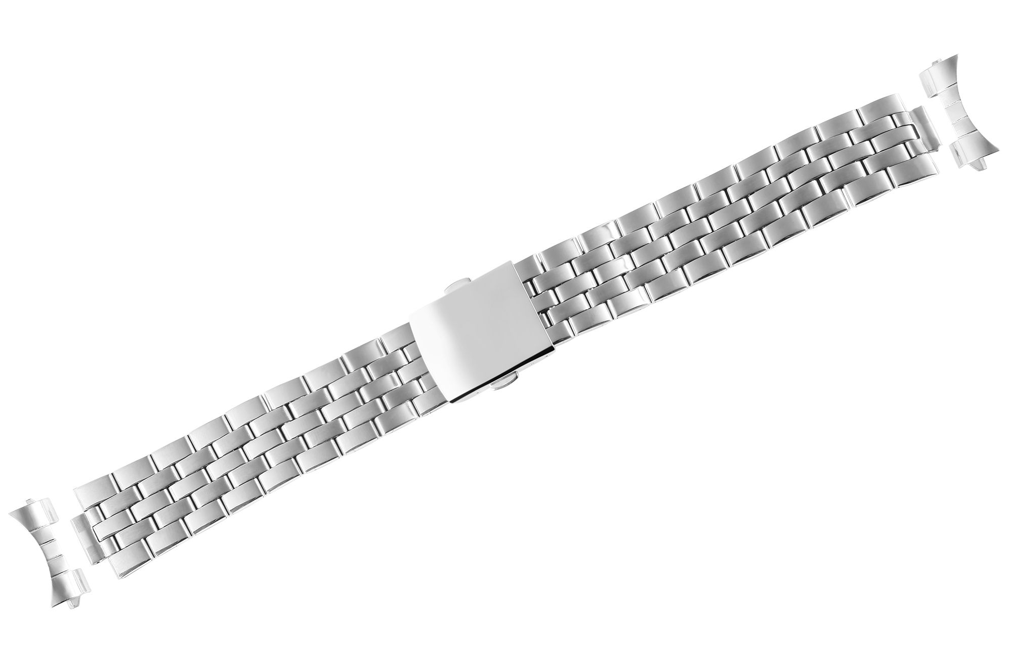 Edelstahl-Uhrenarmband mit Faltschließe, silberfarben, 14 mm