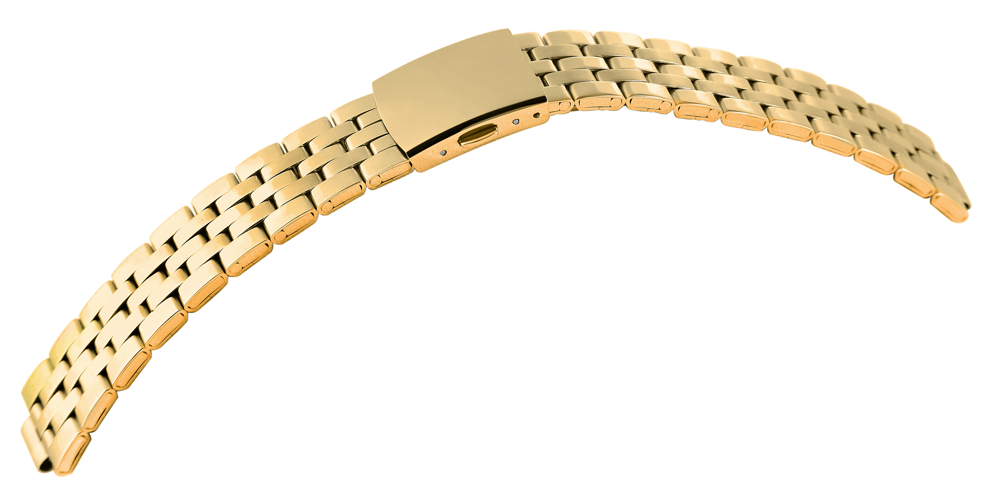 Edelstahl-Uhrenarmband mit Faltschließe, goldfarben, 12 mm