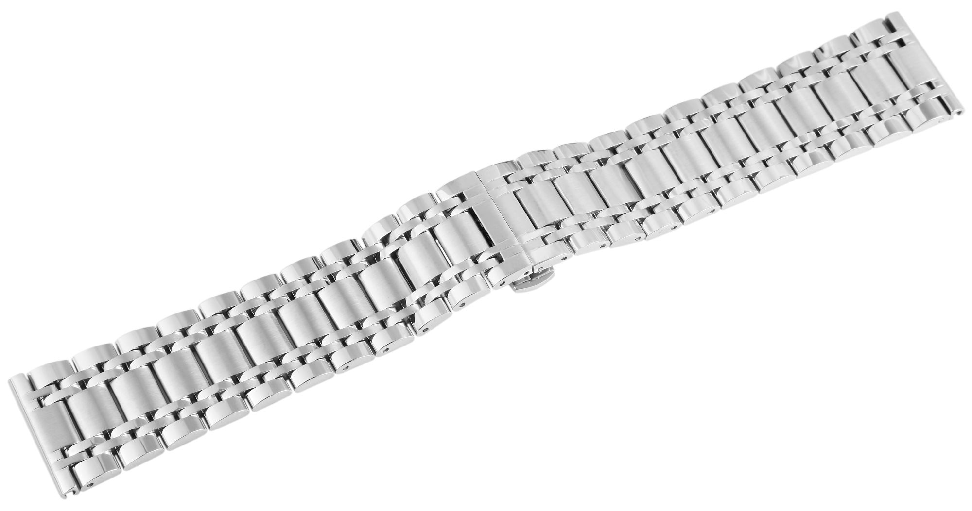 Edelstahl-Uhrenarmband, silberfarben, Butterfly-Faltschließe, 26 mm